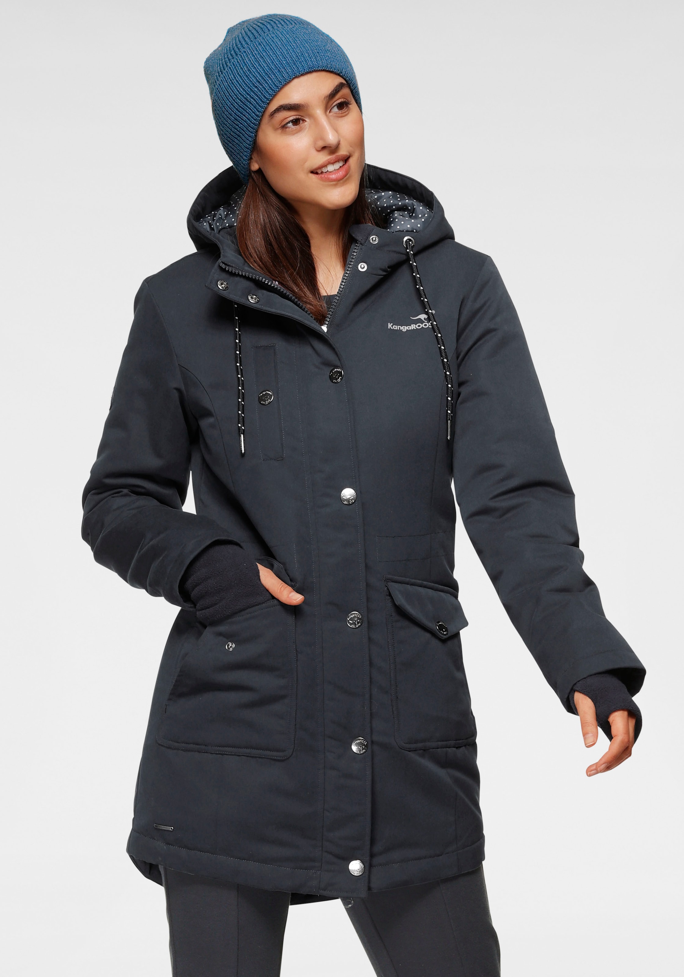 Image of KangaROOS Langjacke mit Kapuze für den Übergang, aus leichtem Webmaterial, modisch