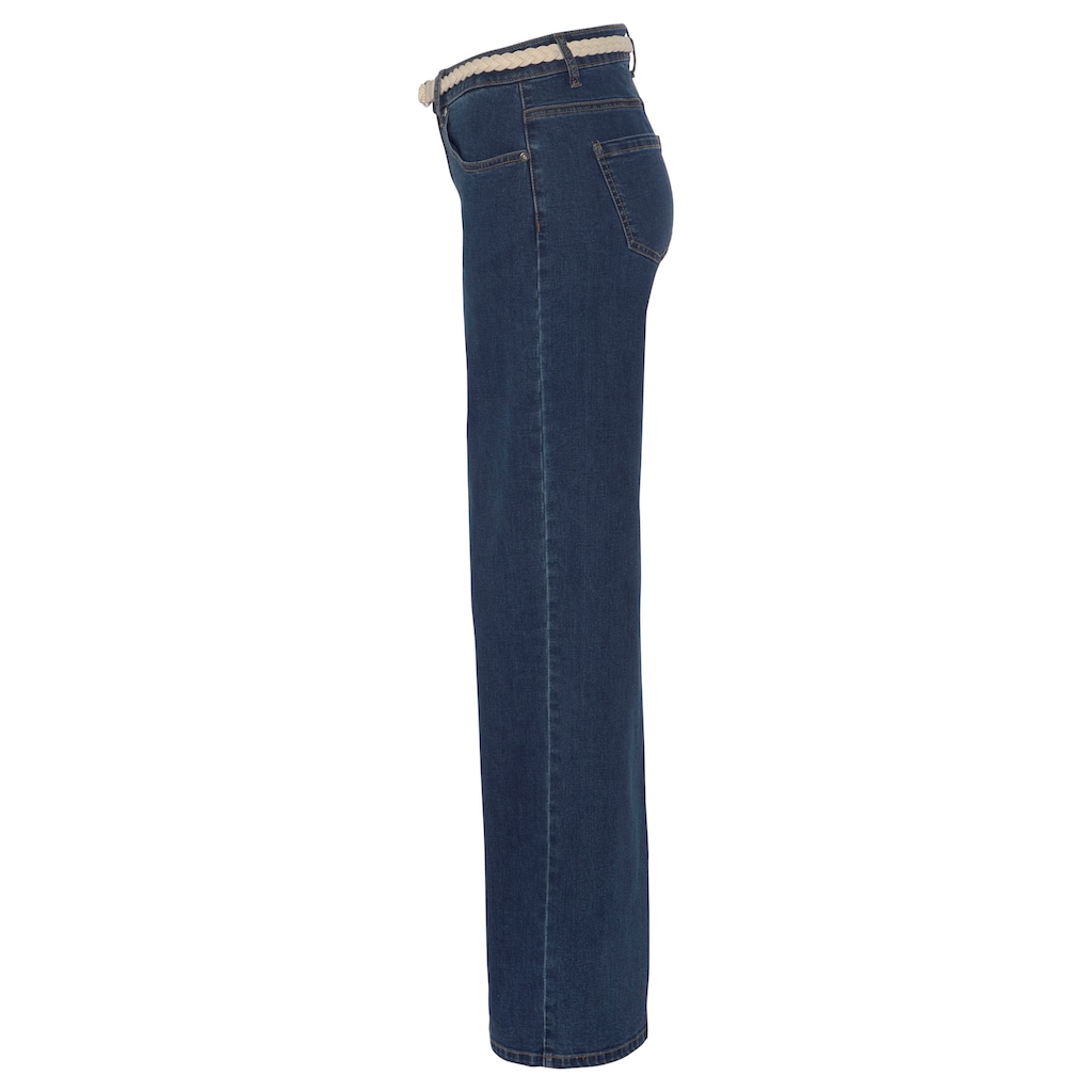 DELMAO Weite Jeans, (Set, 2 tlg., mit Gürtel), mit modischem Flechtgürtel ---NEUE MARKE!