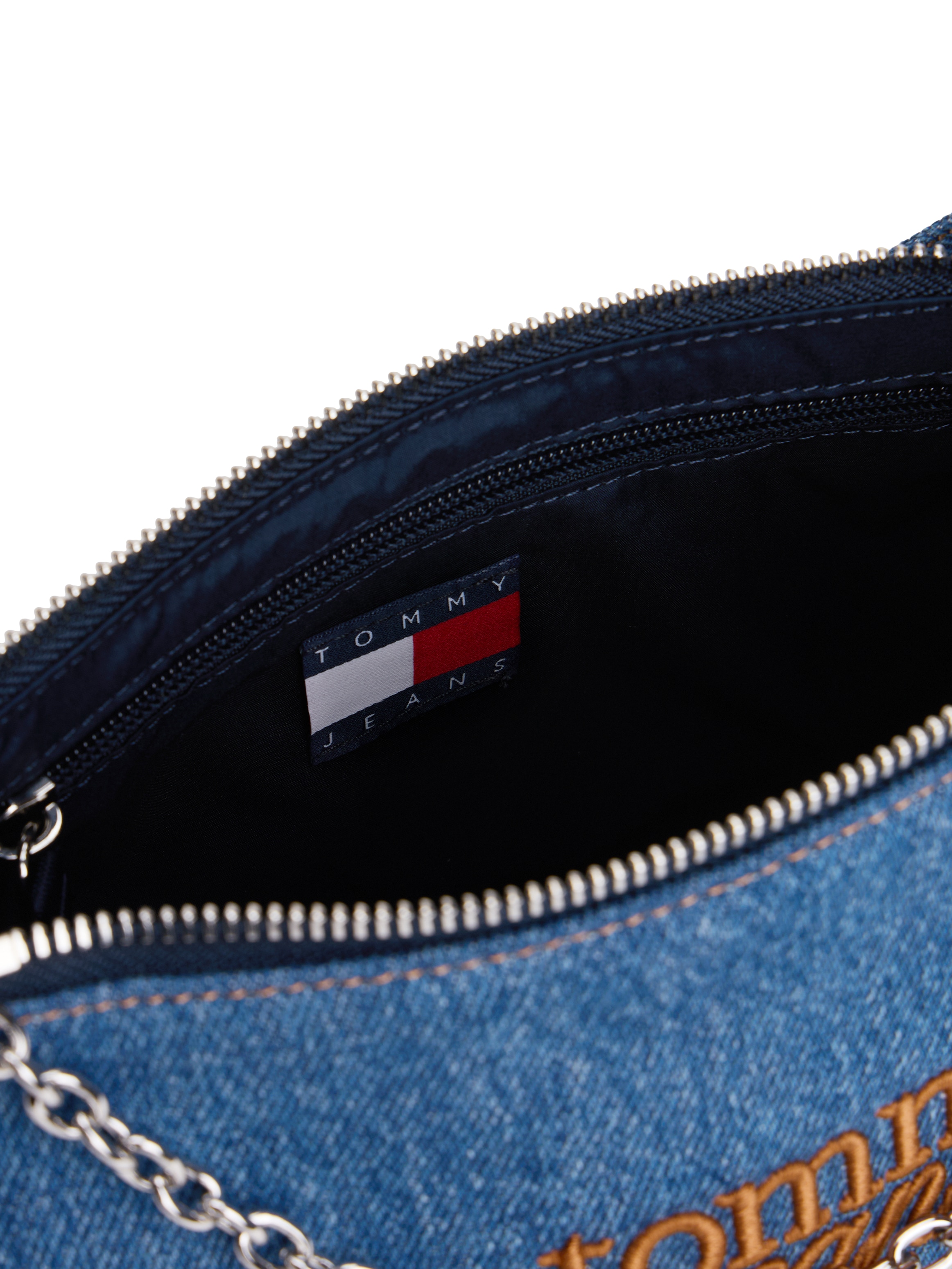 Tommy Jeans Sac à bandoulière »TJW COOL DENIM SHOULDER BAG« sac à main femme, minibag avec chaîne décorative tendance