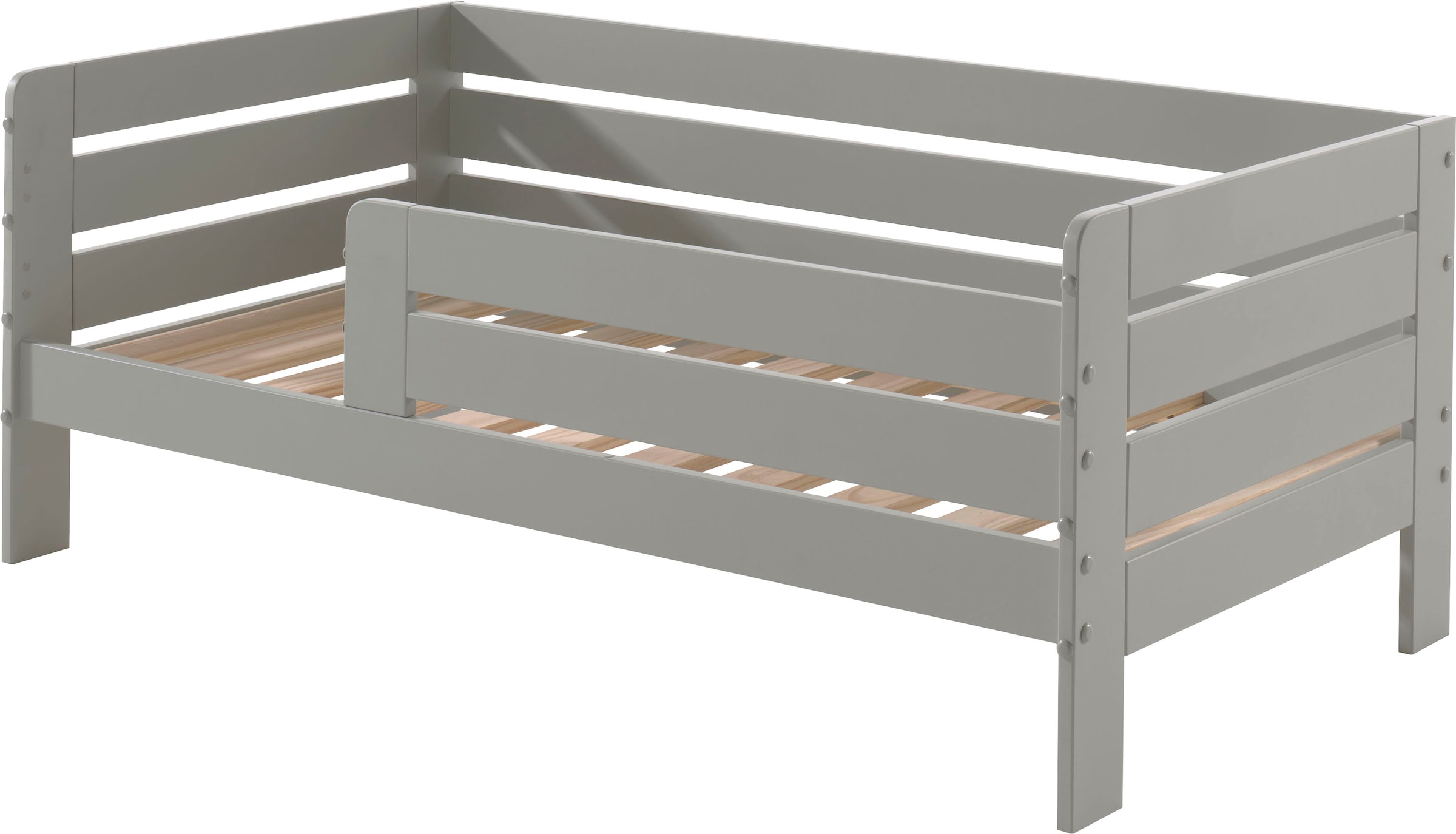 Vipack Lit d'enfant »Junior, Kiefermassiv mit umlaufendem Absturzschutz und Rolllattenrost« L/H/P env. 143,6x56x70 cm, avec entrée de lit basse,  au choix en 2 couleurs, avec ou sans tiroir