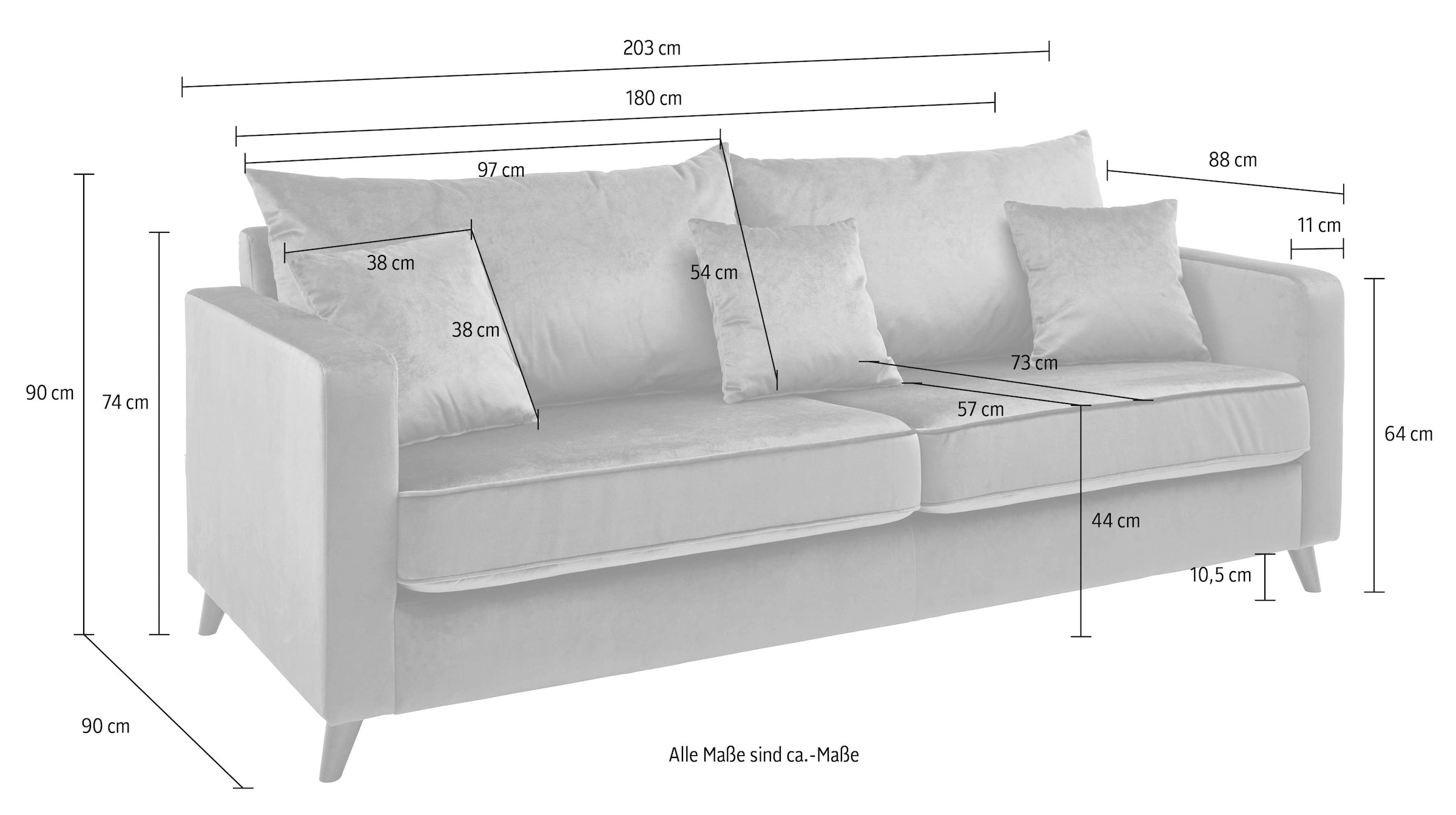 Guido Maria Kretschmer Home&Living 3-Sitzer »Renesse«, lose Kissen, Keder an Sitzkissen