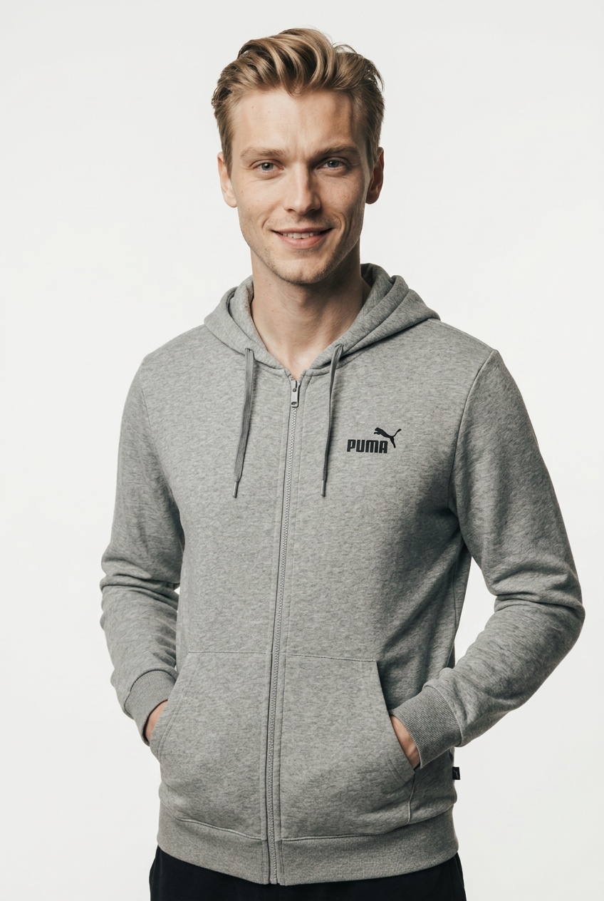 Image of PUMA Kapuzensweatjacke "ESS NO 1 LOGO FULL-ZIP HOODIE FL" mit verstellbarer Kapuze, für Freizeit und Sport