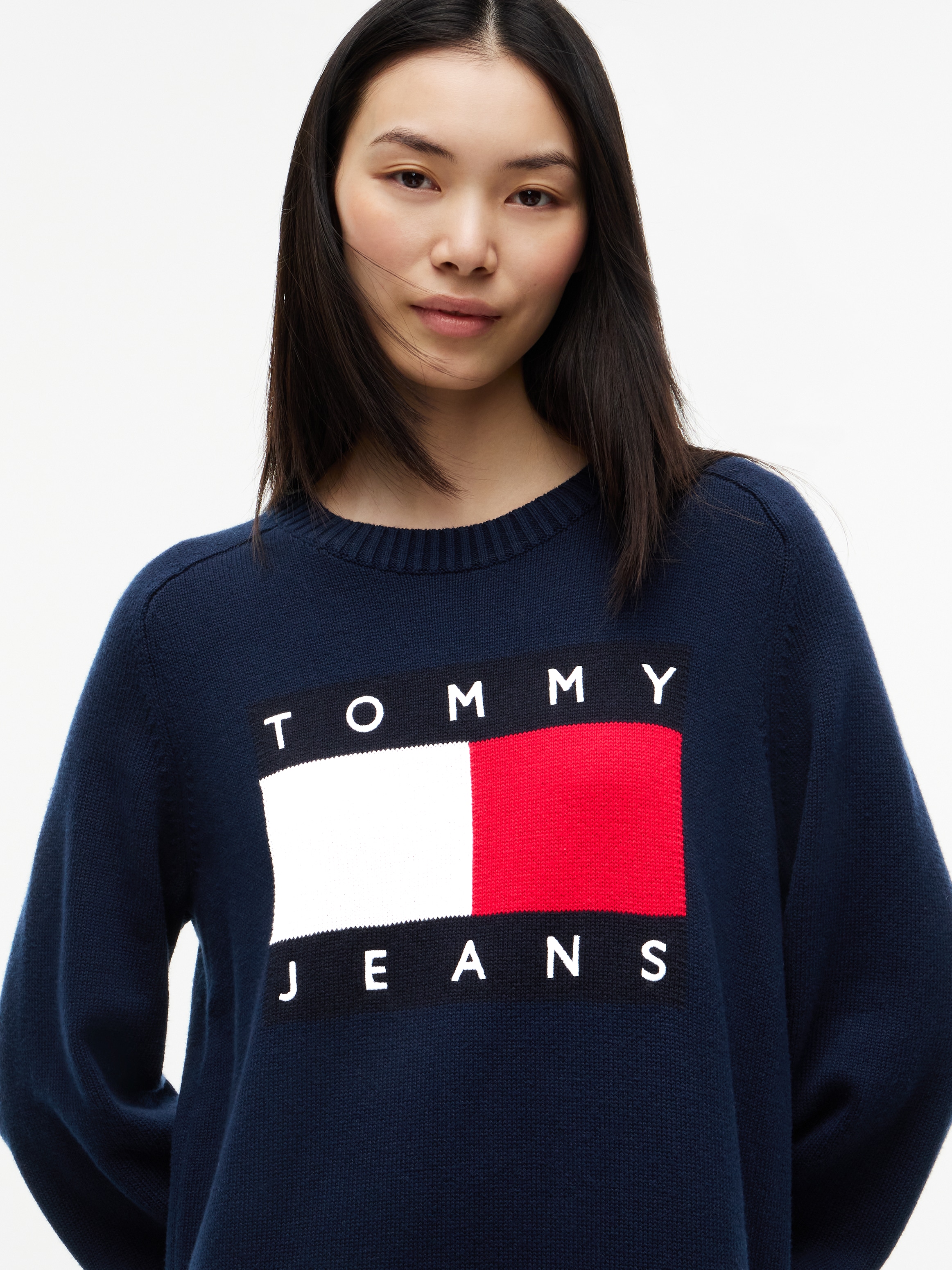 Tommy Jeans Robe en sweat »TJW SWEATER FLAG DRESS EXT« mélange de coton