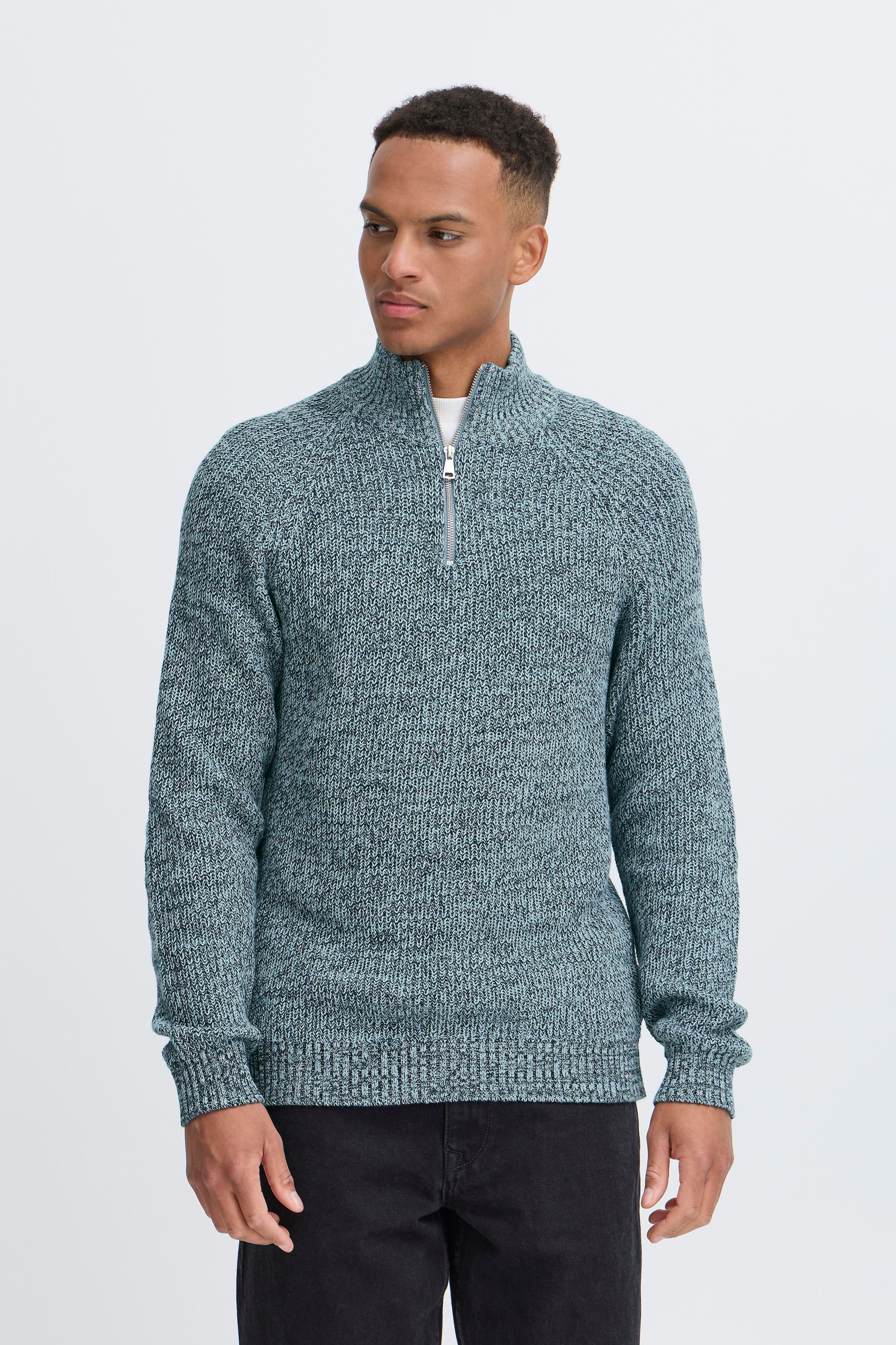 Image of Blend Stehkragenpullover "BHDARIK HALFZIPP" mit Reissverschluss, aus Baumwolle, Regular Fit, unifarben