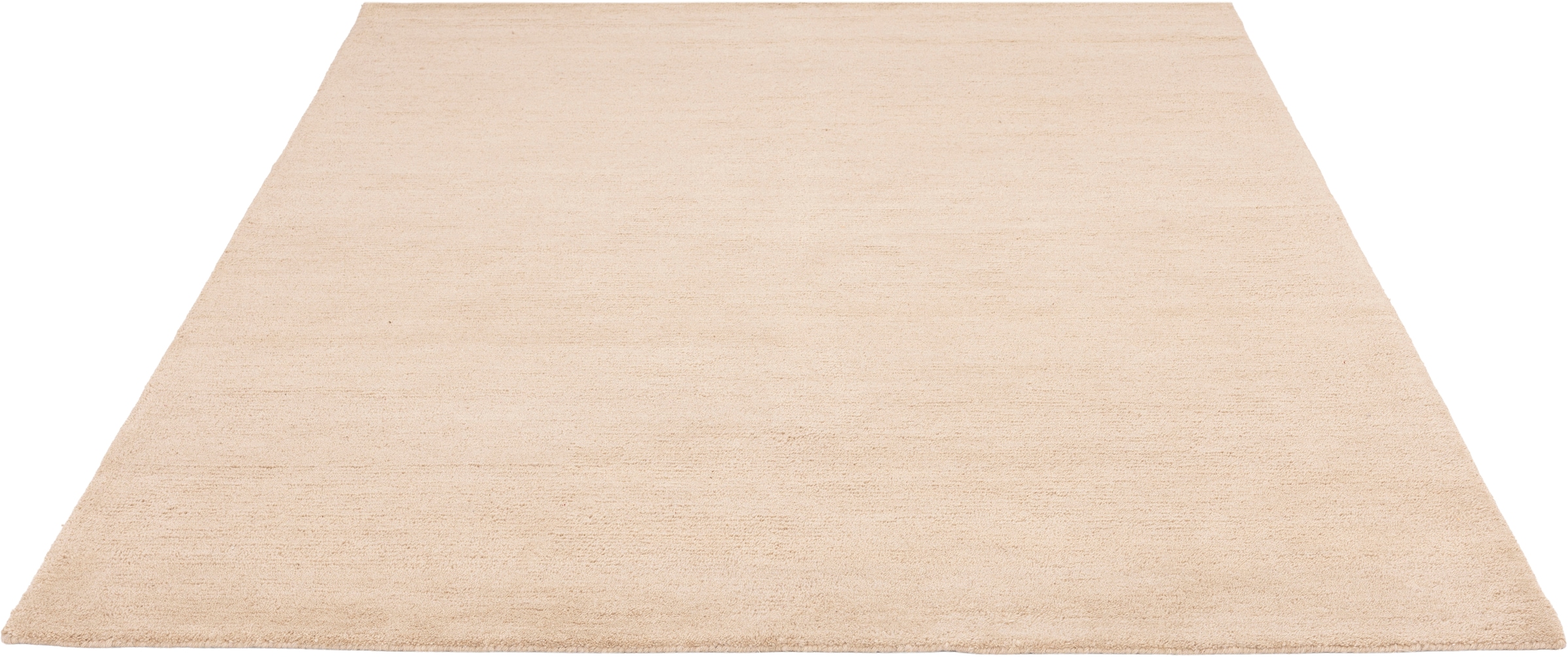 my home Wollteppich »Gabbo Natur,  Handweb Teppich,  reine Wolle, handgewebt« rechteckig 14 mm Höhe reine Wolle, Uni,handgewebt, Wohnzimmer, Schlafzimmer, Esszimmer