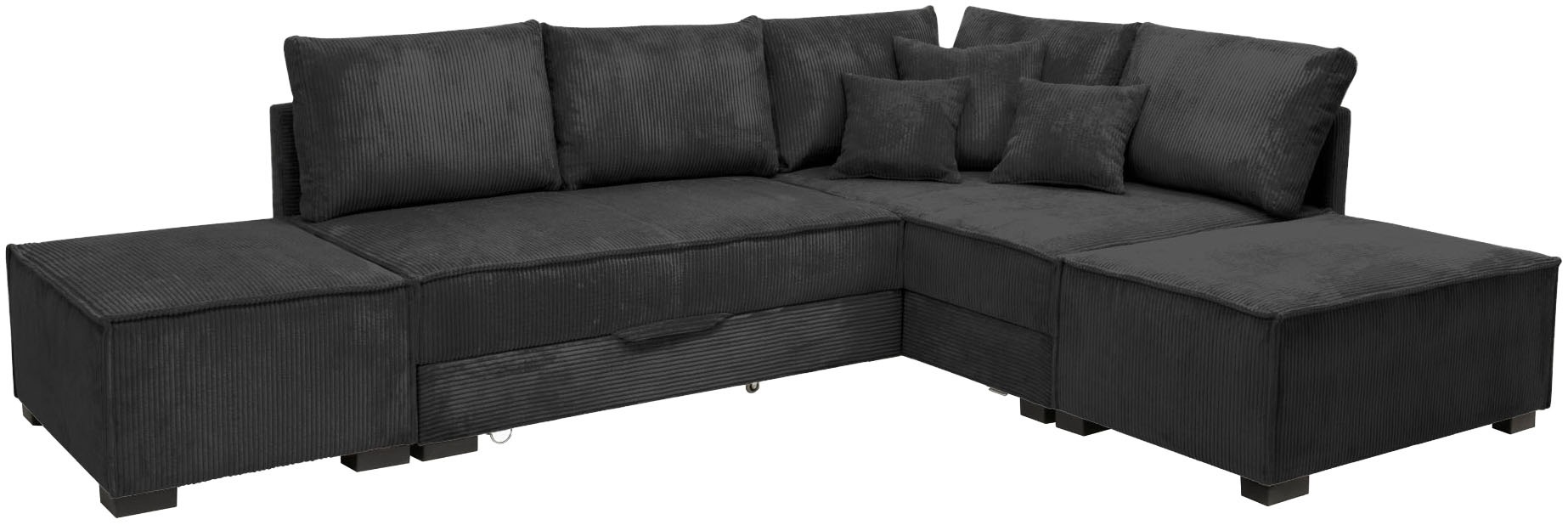 Home affaire "Night & Day L-Form, B: 316 cm mit Dauer-Schlaffunktion 180x200 cm" Set: Sofa & Hocker, Schlaffunktion, Bettkasten & Kissen, Boxspringbett