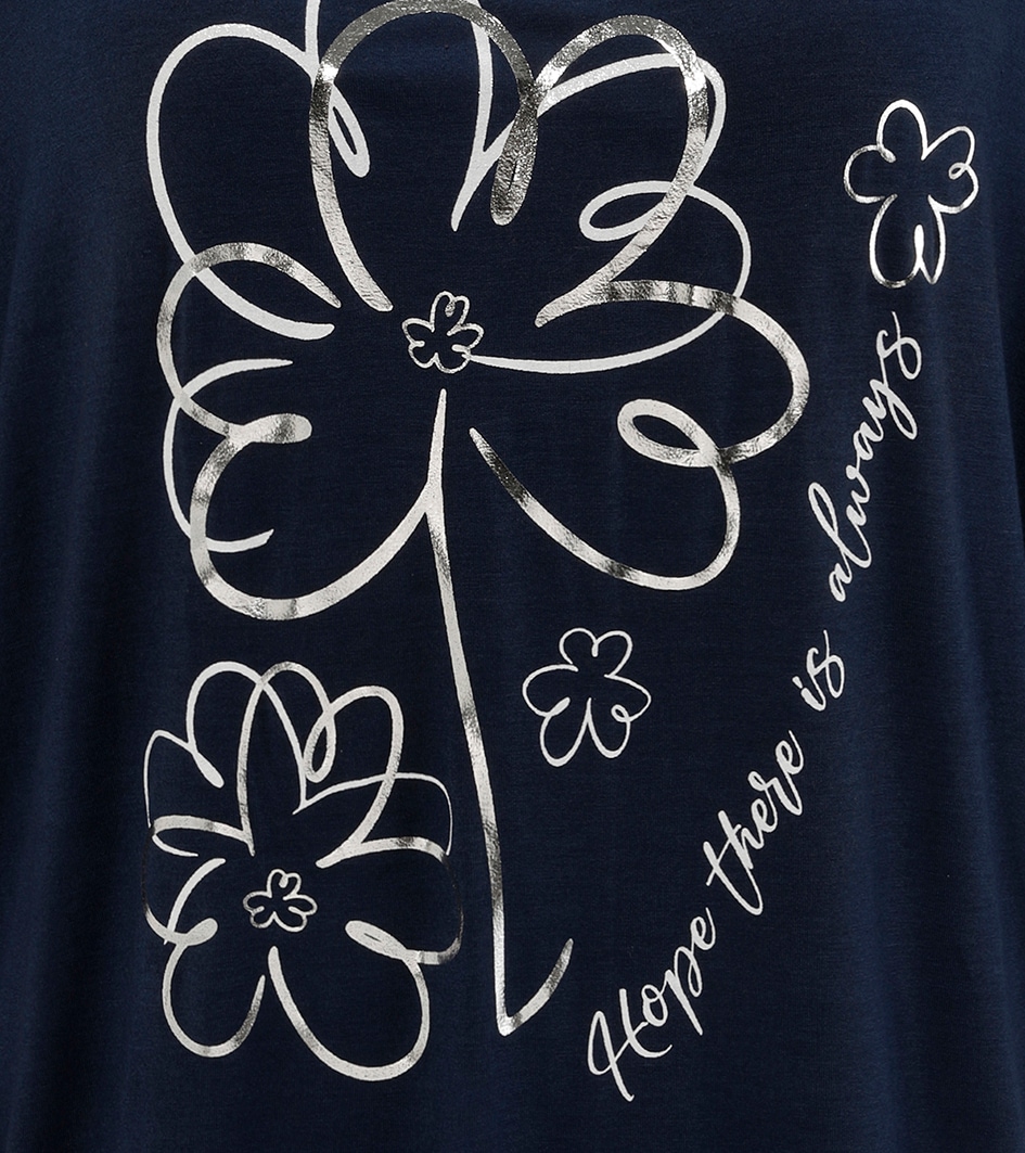 Aniston SELECTED Fledermausshirt, teilweise mit silberfarbenen Folienprint