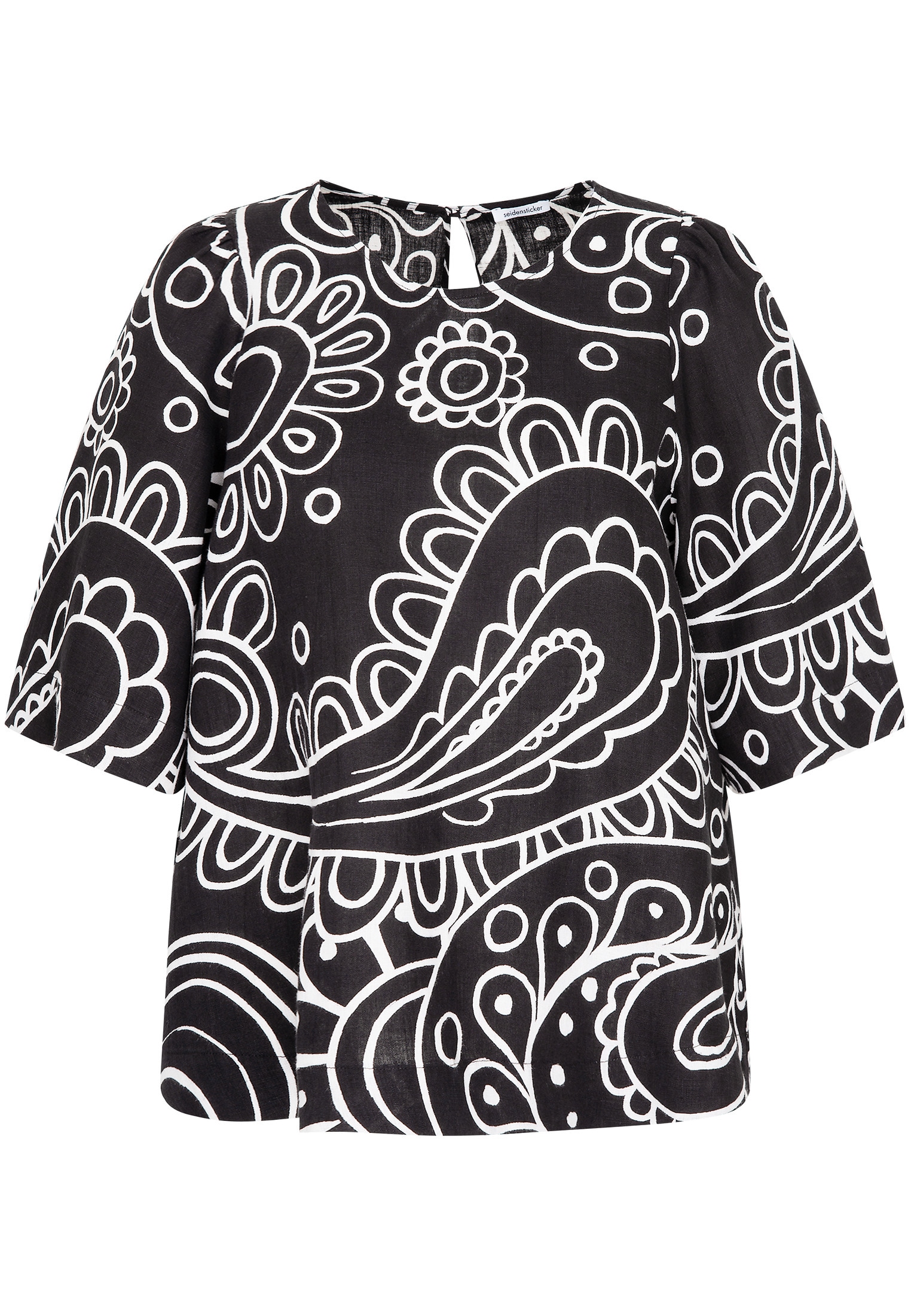 seidensticker Chemisier à chemise »Schwarze Rose« 1/2 Rundhals Paisley