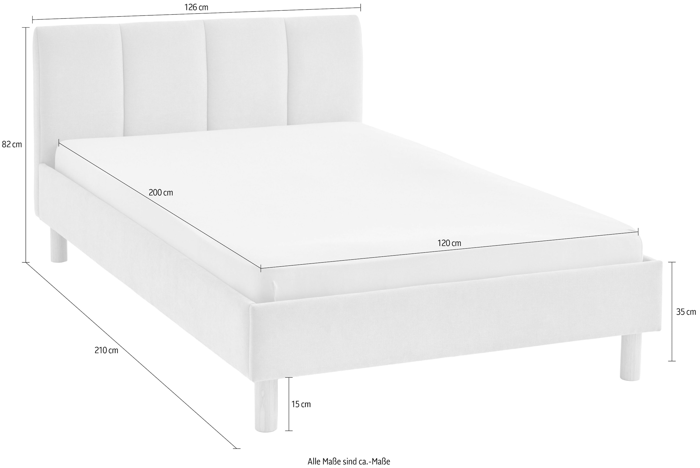 meise.möbel Lit rembourré »Joker, in verschiedenen Breiten und Farben erhältlich« wahlweise mit schwarzem oder eichefarbigem Holzfuss