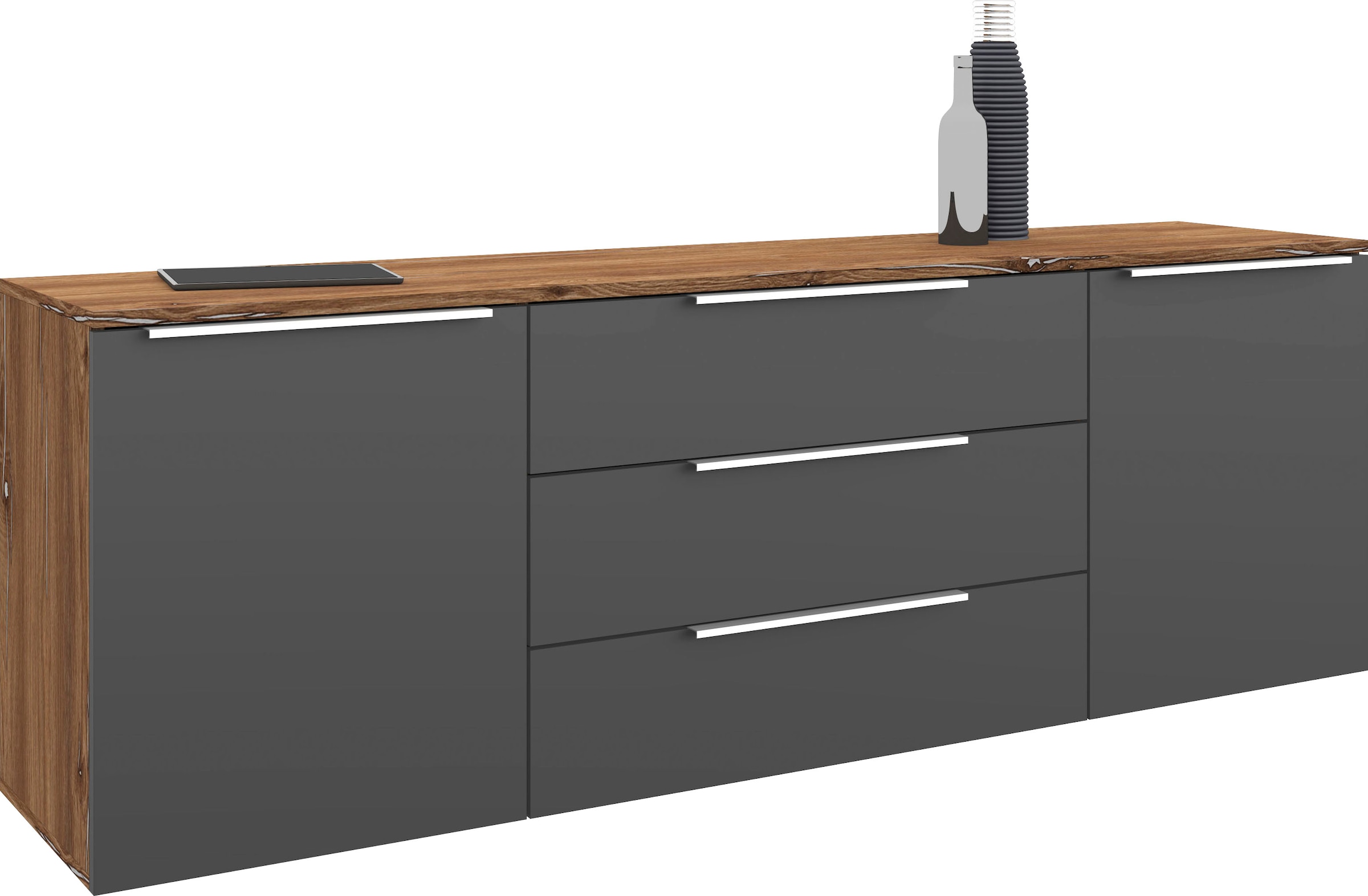 Image of borchardt Möbel Sideboard "Oliva, hängend oder stehend mit Metallgriffen" Breite 166 oder 200cm, 2 Türen 3 Schubfächer