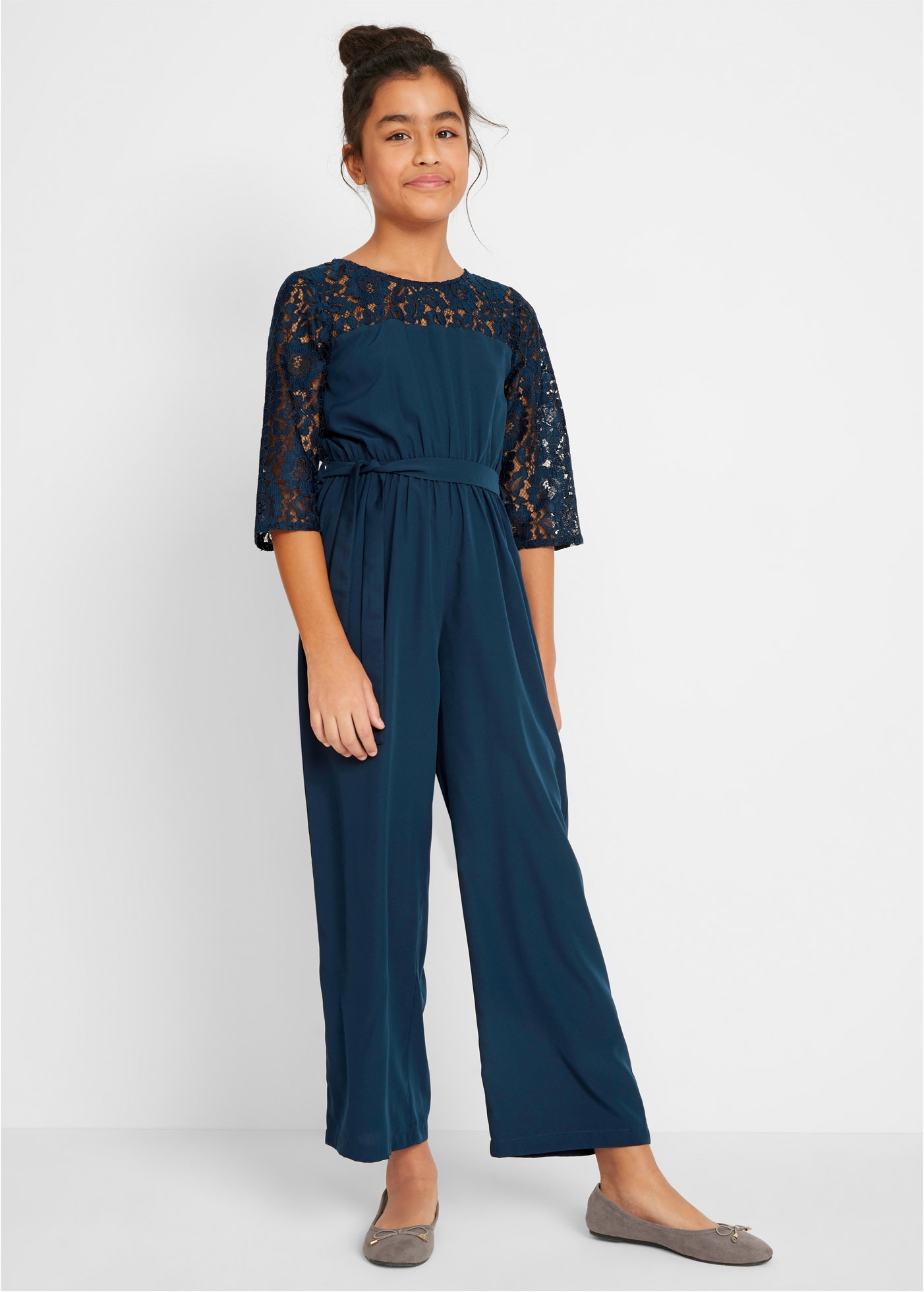 Image of bonprix Jumpsuit für festliche Anlässe, mit Bindegürtel, weite Hose im Culotte-Stil