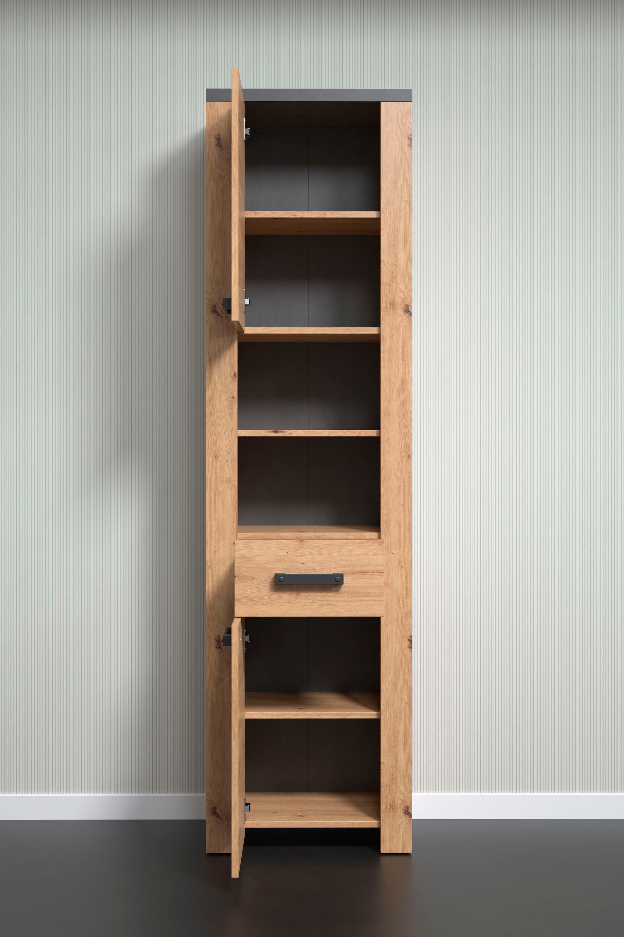 welltime Hochschrank »Ambres«, (1 St.), Badschrank in matter Echtholzoptik - Masse (B/T/H) 53/35/196 cm