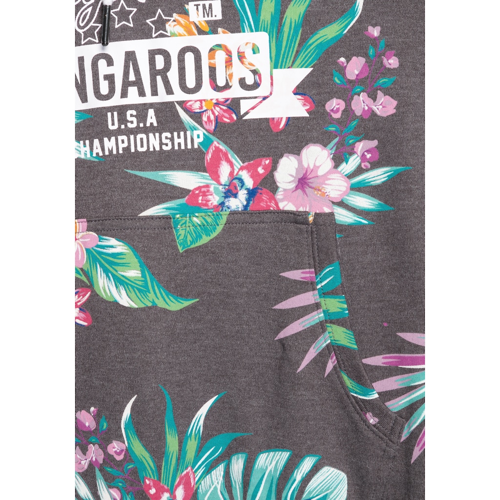 KangaROOS Kapuzensweatshirt, mit coolem Floral-Alloverprint & Logo-Print im College-Look