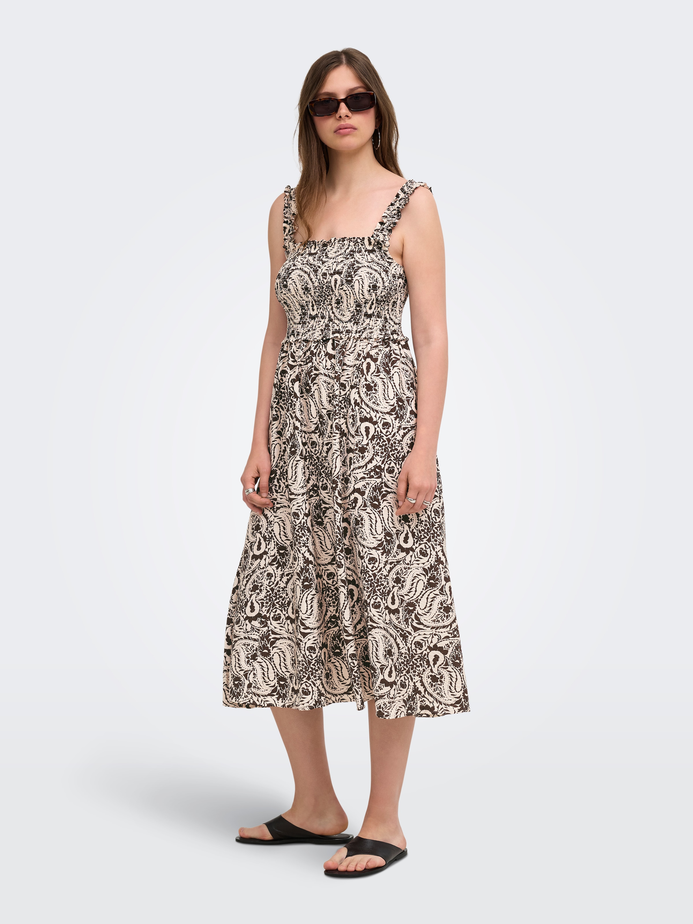 ONLY Druckkleid »ONLLUMIRA S/L LONG SMOCK DRESS WVN EX« Viskosemischung, regular fit