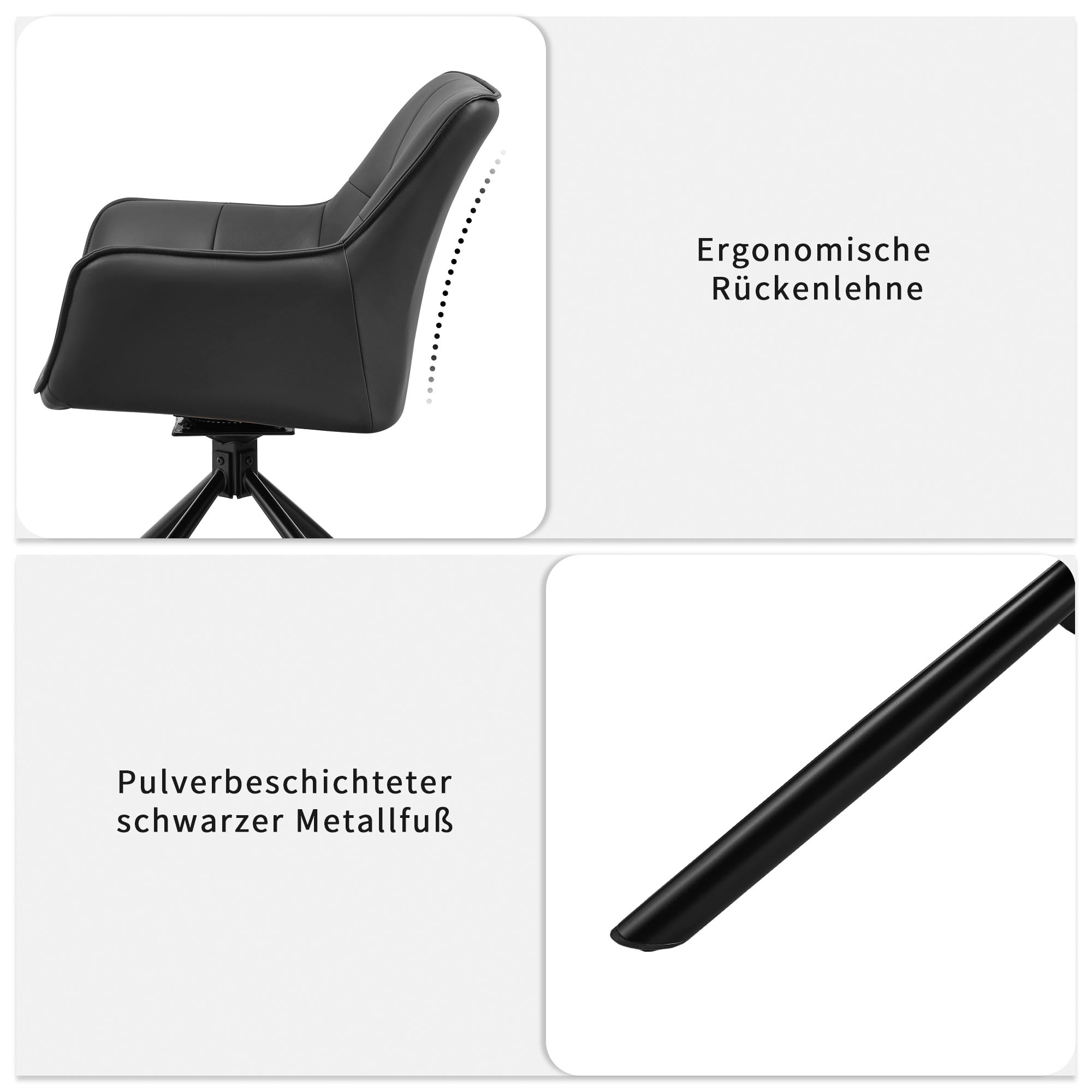 GOODproduct Chaise pivotante »Lika« (Ensemble) 2 cuisechtes Leder, 360° Drehfunktion, Steppnähte, Metallgestell