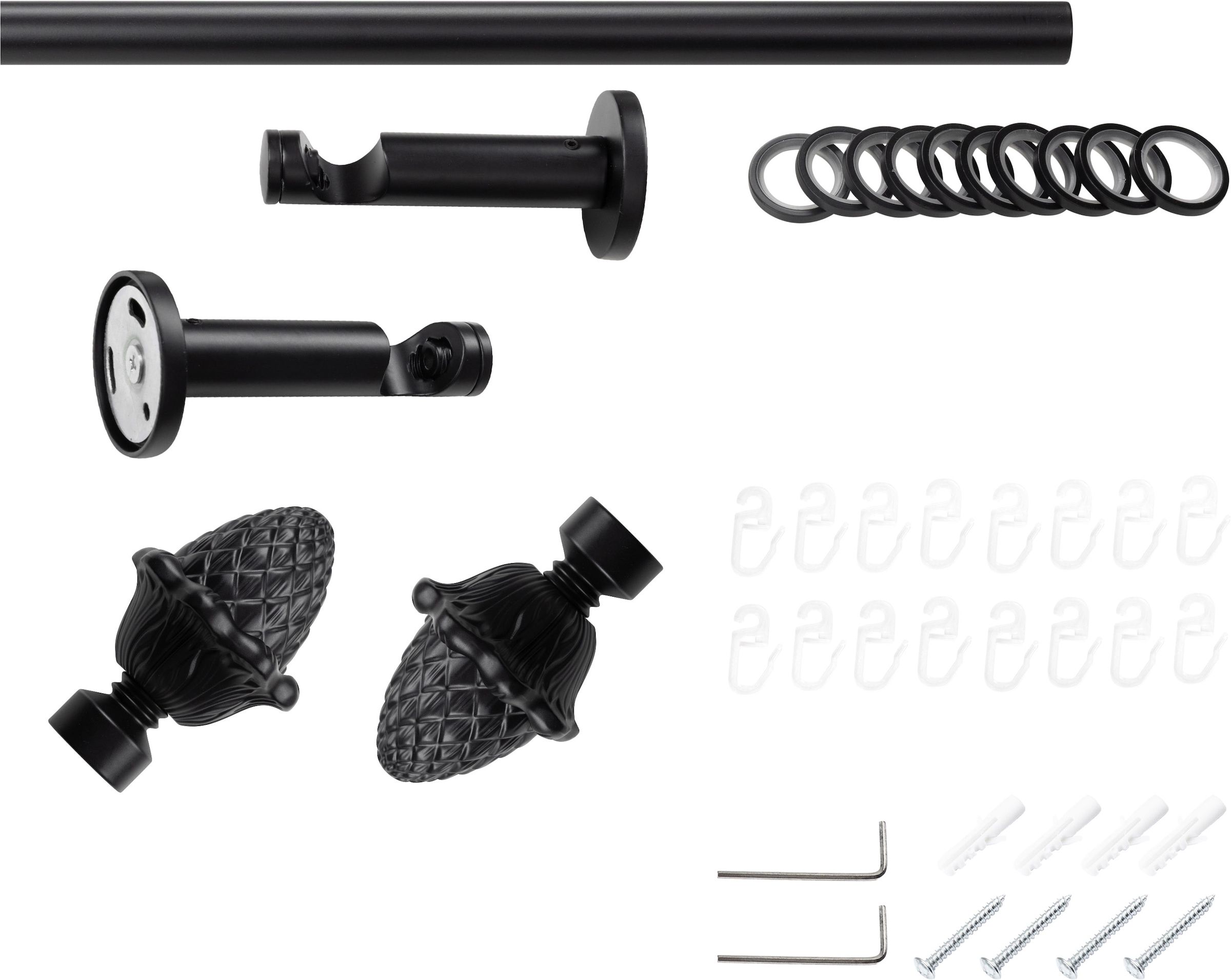 SN DECO GROUP Gardinenstange »Gardinenstange Nantes Ø 19 mm, 1-läufig, Fixmass, verschraubt« Ø 19 mm Fixmass;kürzbar