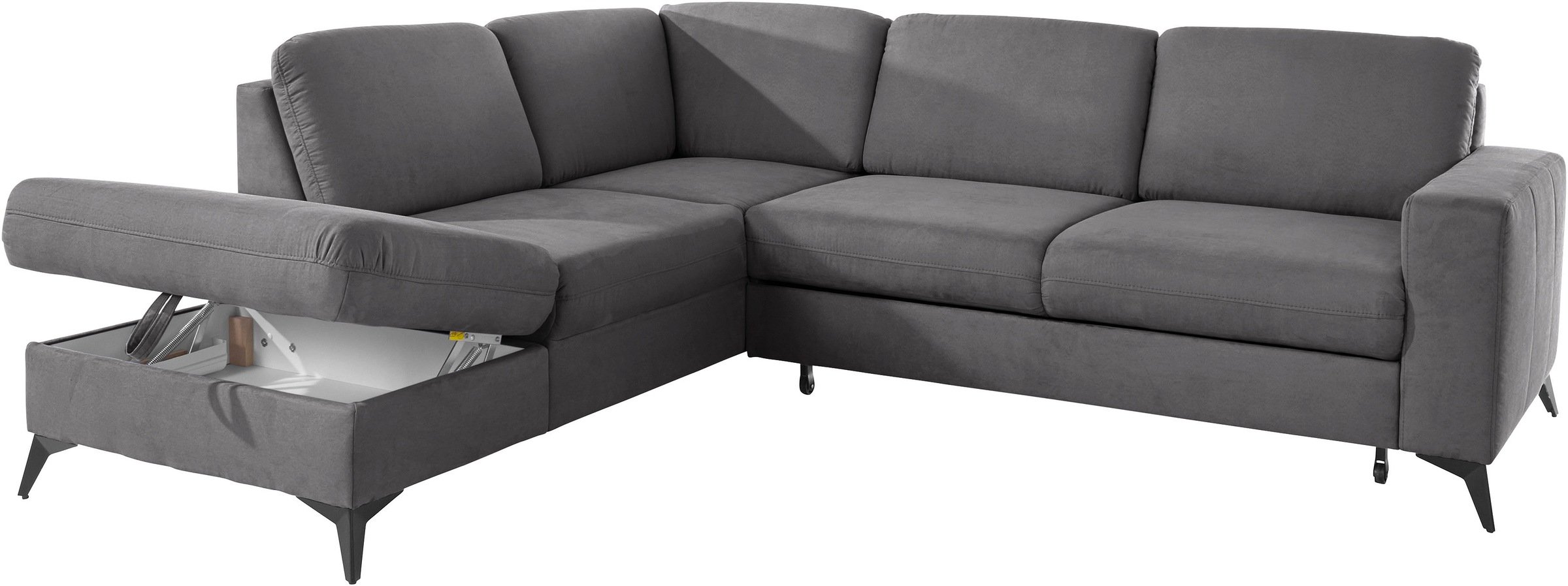 Places of Style Ecksofa »Lolland L-Form«, Wahlweise mit Bettfunktion und Stauraum, auch mit abwischbarem Bezug