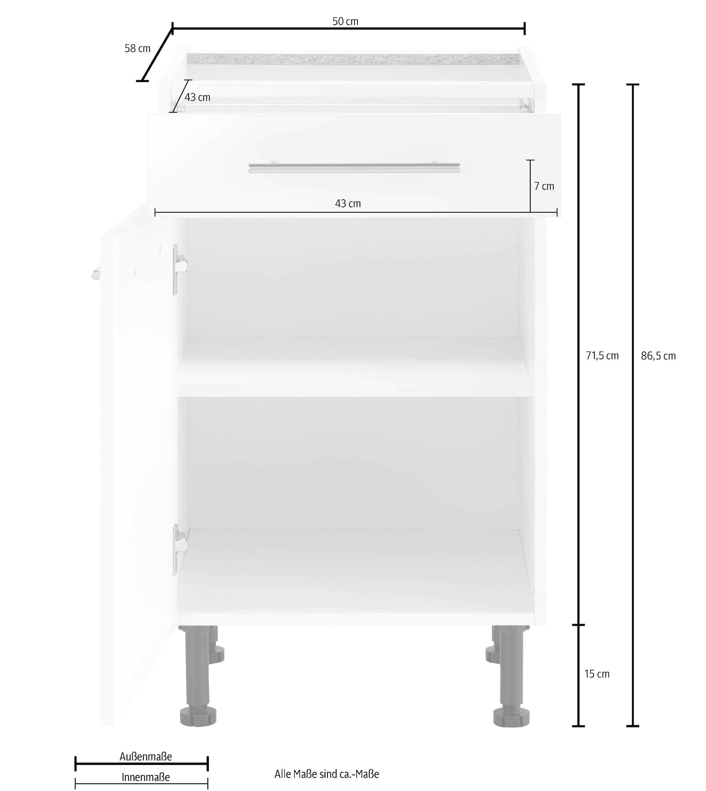 ♕ wiho Küchen Unterschrank »Ela«, Breite 50 cm, höhenverstellbare Füsse  versandkostenfrei auf