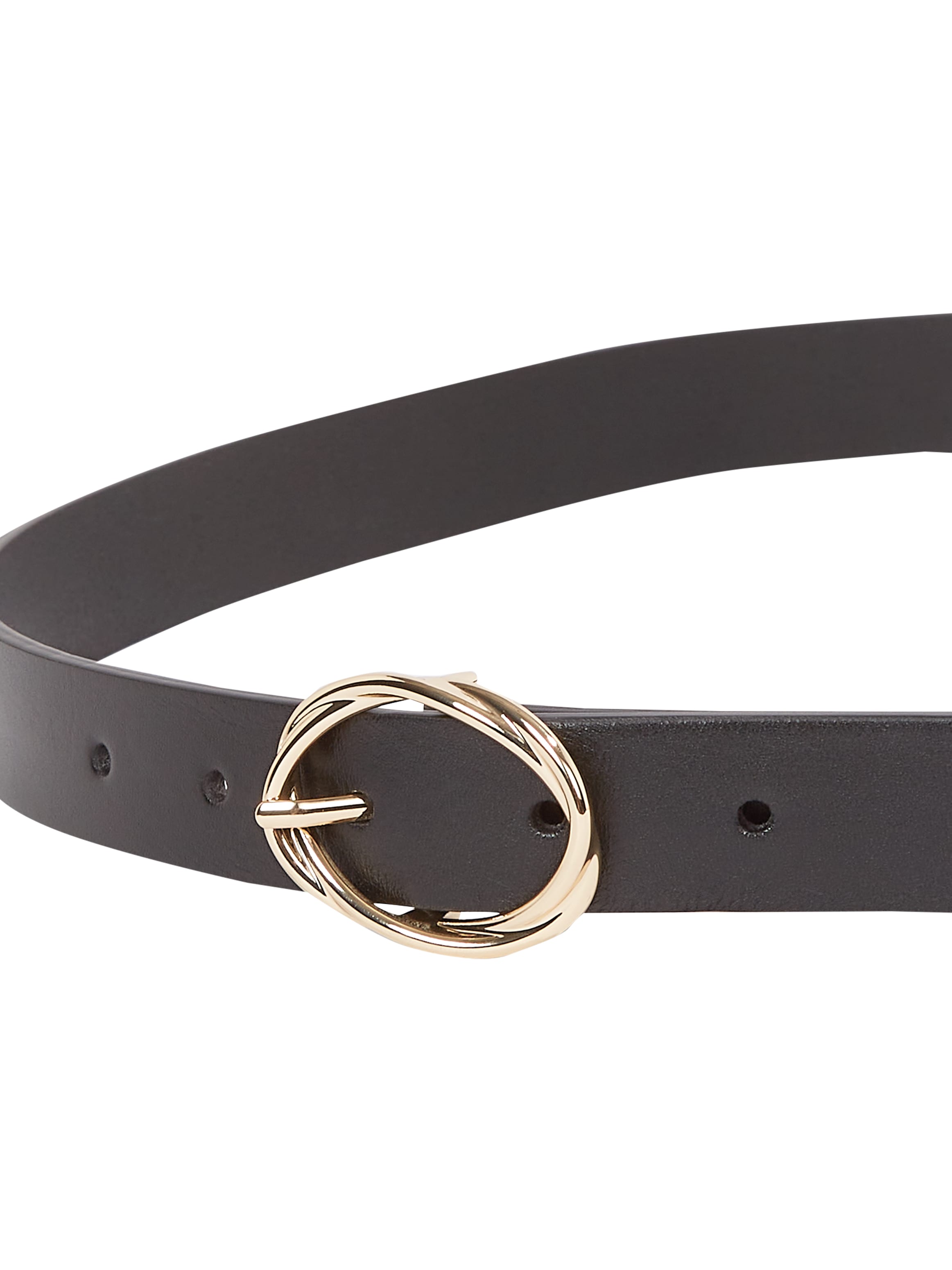 Tommy Hilfiger Ledergürtel »TH CHIC 2.5«, ovale Einfachdornschliesse, Logoemblem am Gürtelende