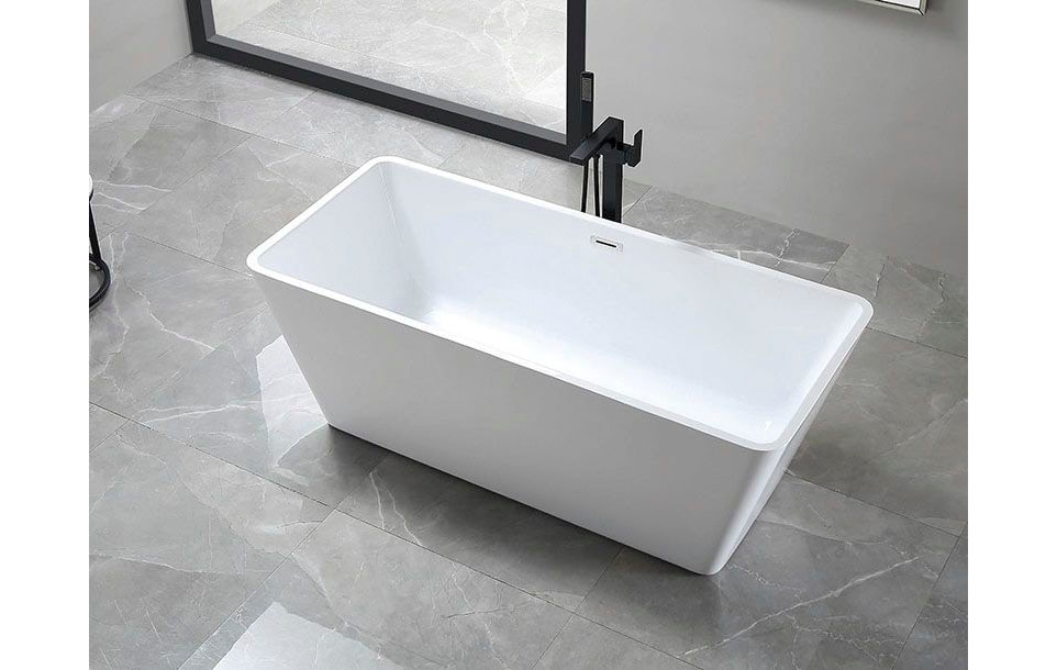 GOODproduct Badewanne »Sagres« Höhe 60 cm mit Ablaufstöpsel | verstellbare Füsse | Überlauf Freistehend, 170x74x60 (LxBxH), Sanitäracryl, mit Pop Up Ventil