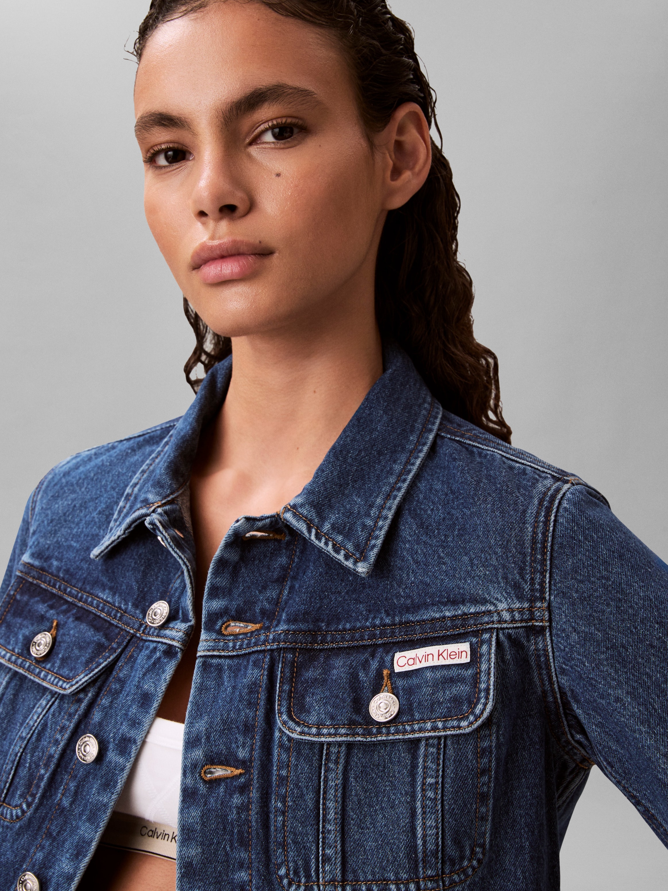 Calvin Klein Jeans Veste en jean ohne Kapuze Regular fit mit Umlegekragen