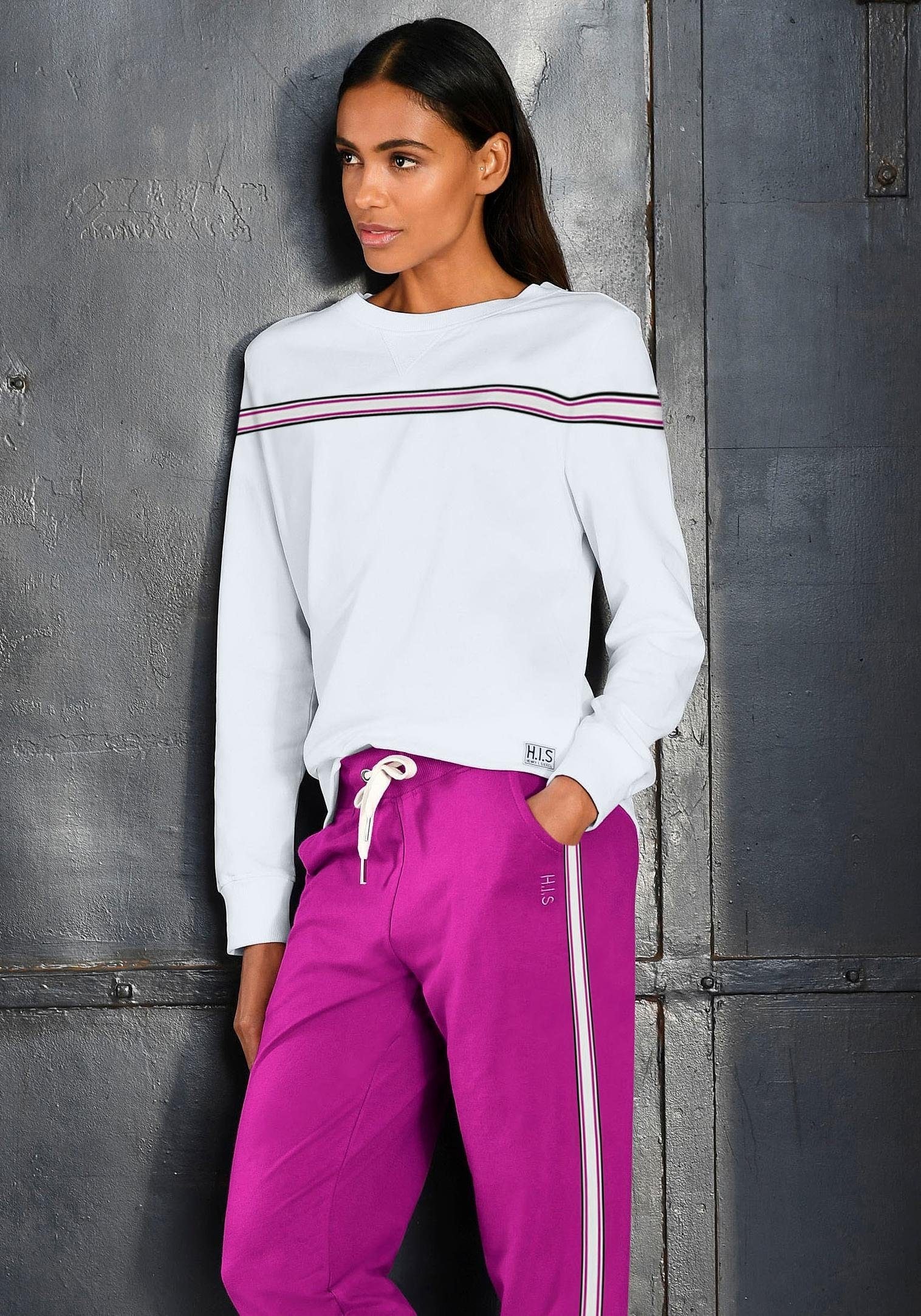 Image of H.I.S Sweater, mit kontrastfarbigem Tape, Loungeanzug