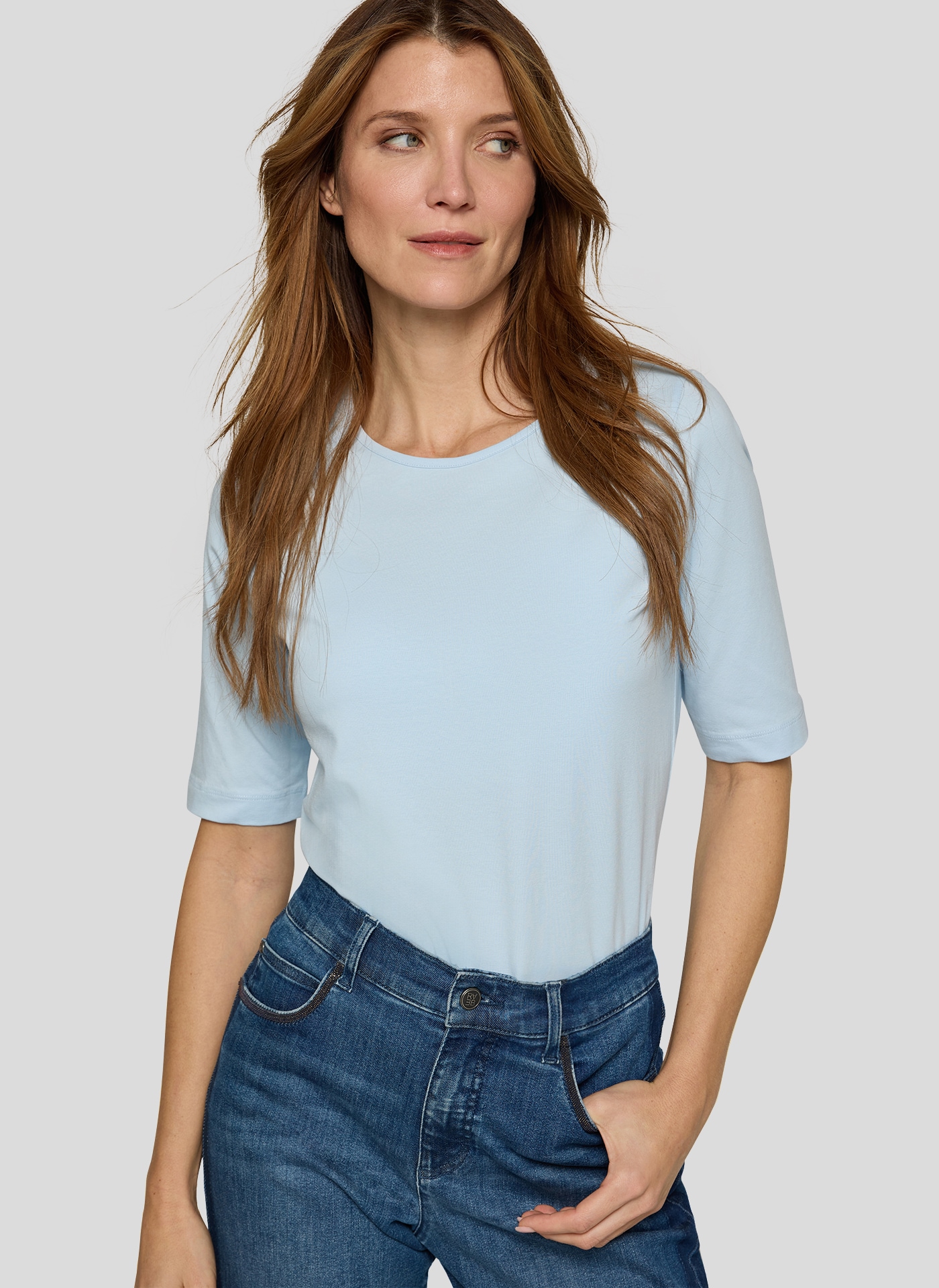 Rabe T-shirt à manches courtes unifarben, mit Rundhals