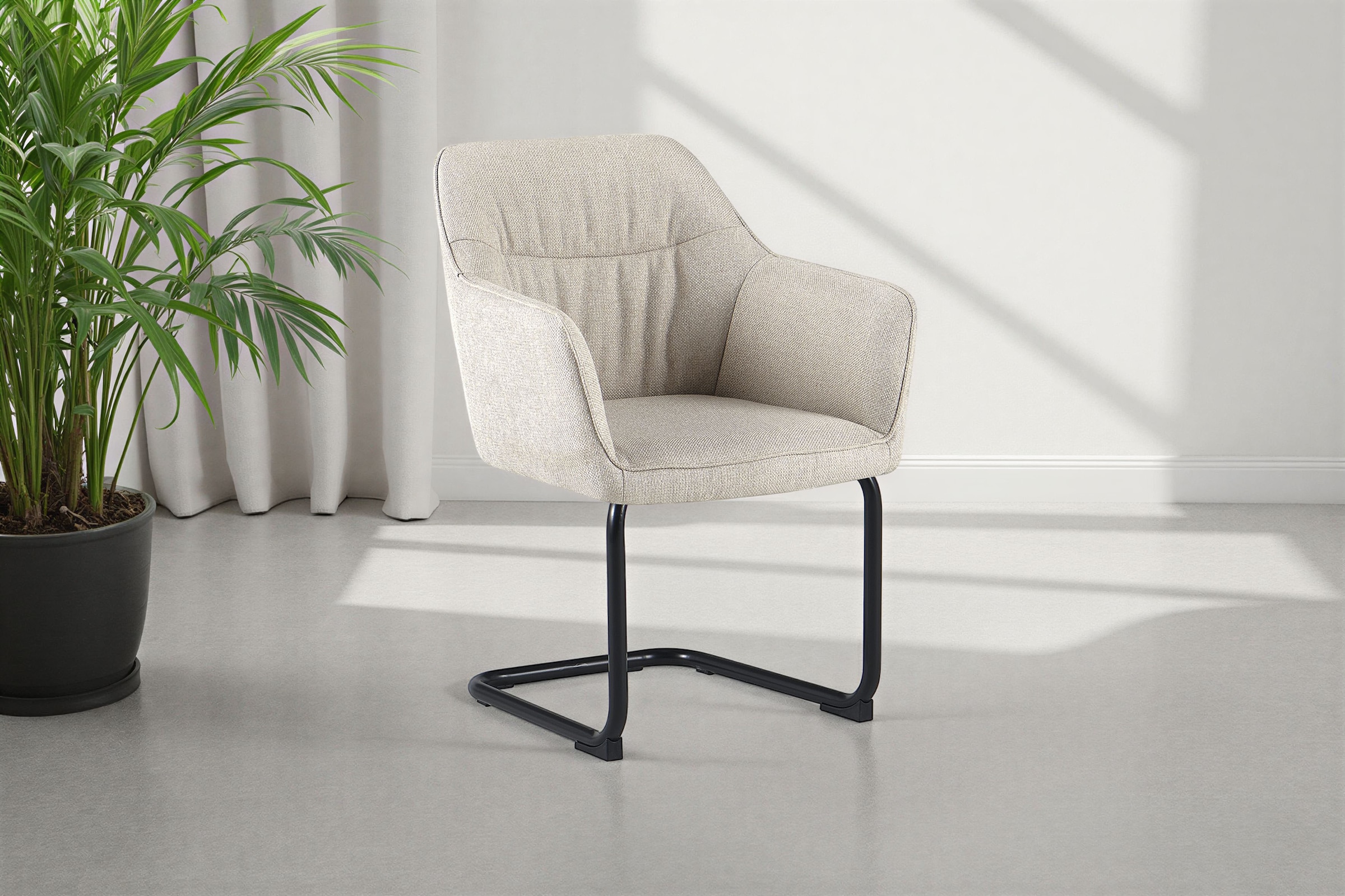 GOODproduct Chaise cantilever »Elba« (Set) 2 cuisgemütlicher Stuhl / Sessel, 180 Grad drehbar, Auto Return, Webstoff