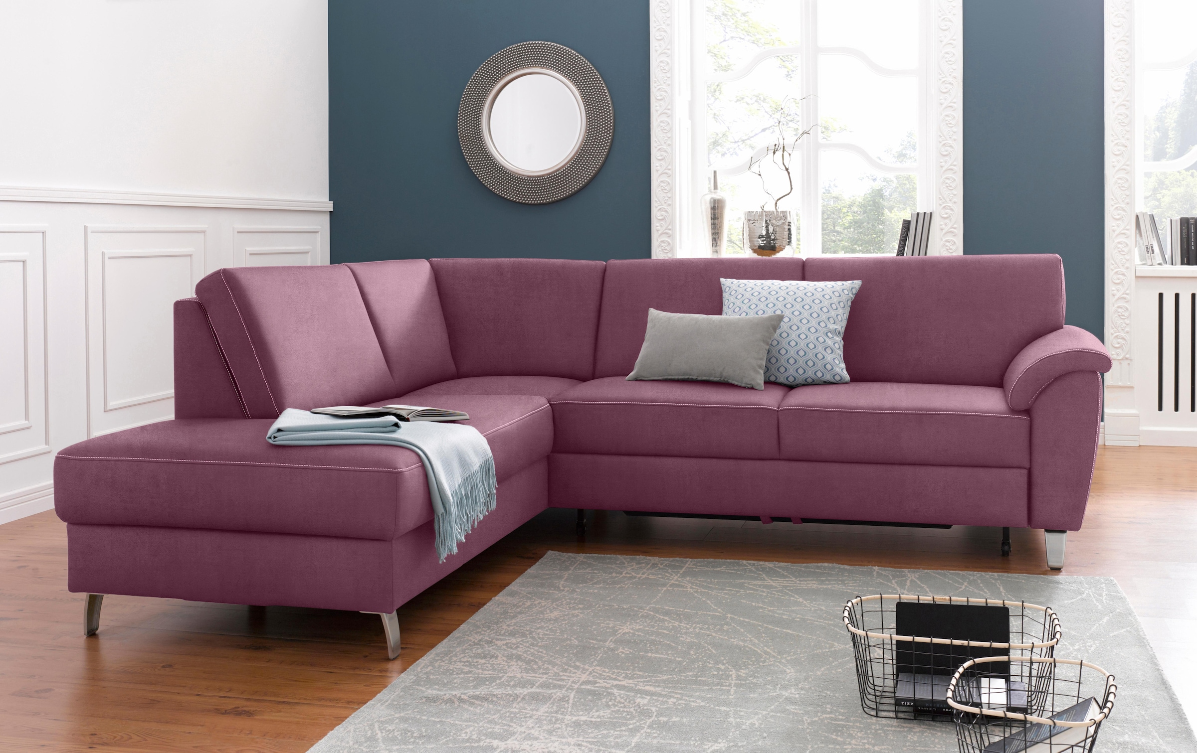 sit&more Ecksofa »Texel L-Form«, mit Federkern, wahlweise mit Bettfunktion und Bettkasten