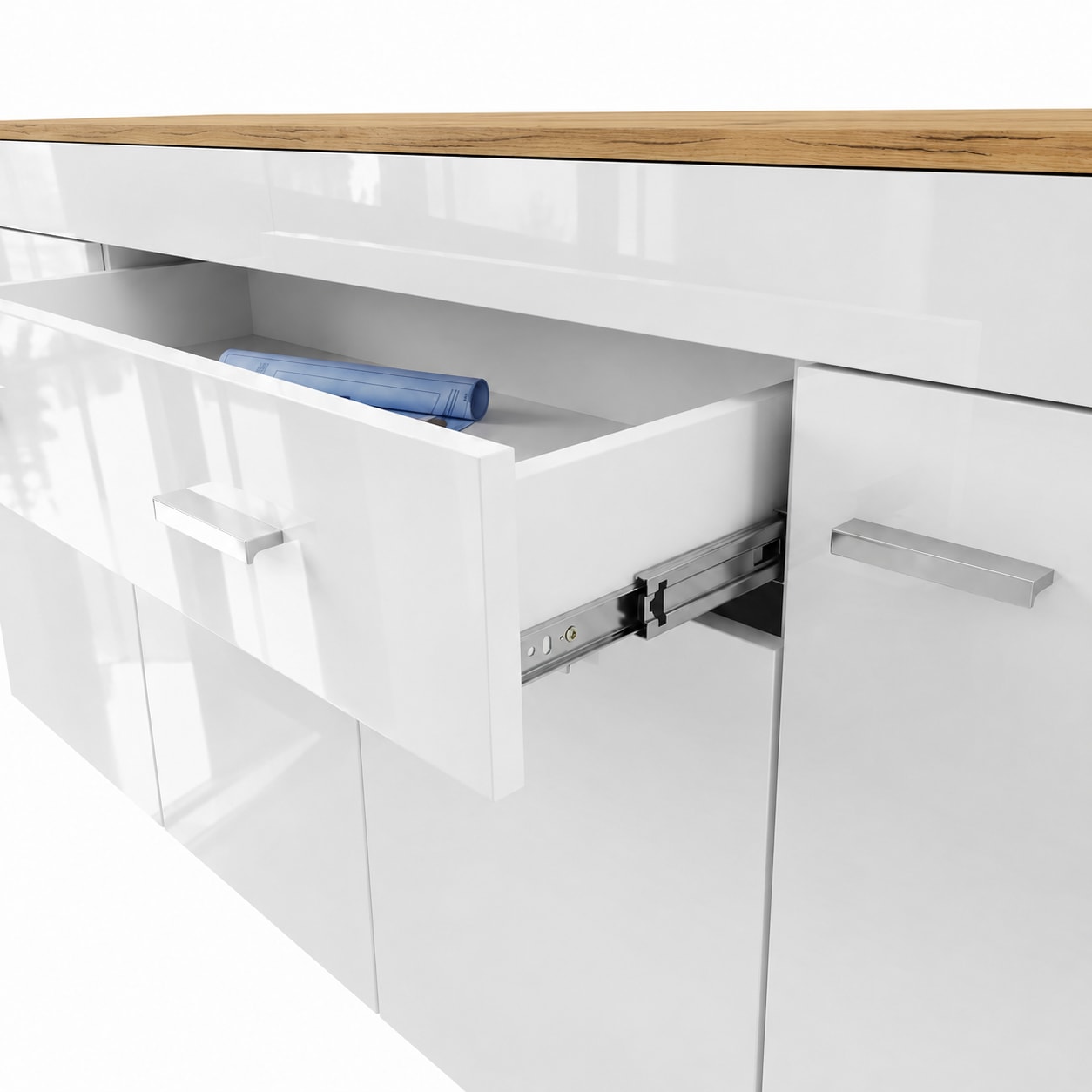 GOODproduct Kombikommode »Milan Sideboard, Highboard, Kommode, Schubladenkommode« Breite 190,4 cm, hochglänzende Fronten, 4 Türen, 1 Schublade