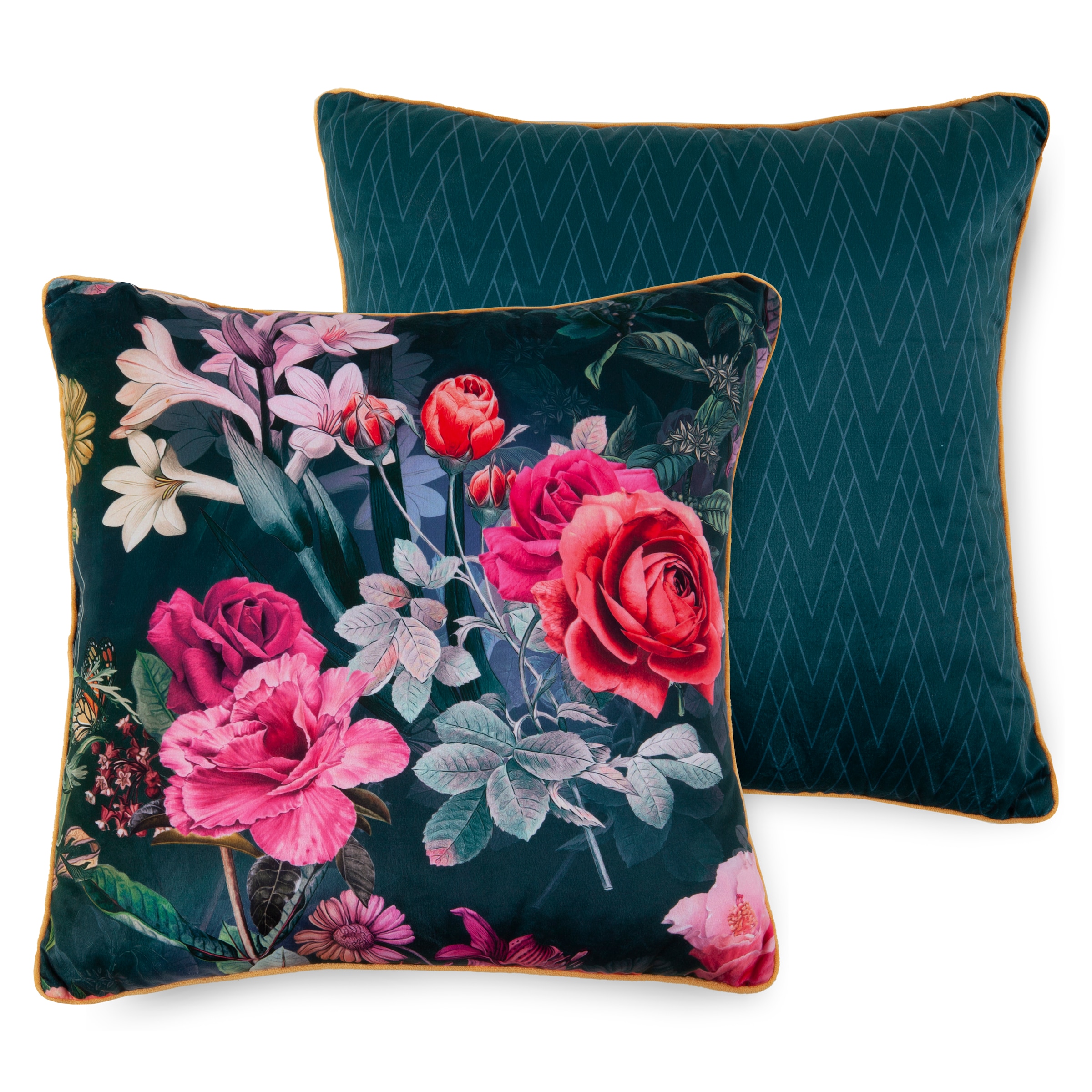 Descanso Dekokissen »Simone«, Mit Füllung, 1 Stück, Biese, 30x60, Wendeoptik, Weich, Blumen Bordeaux
