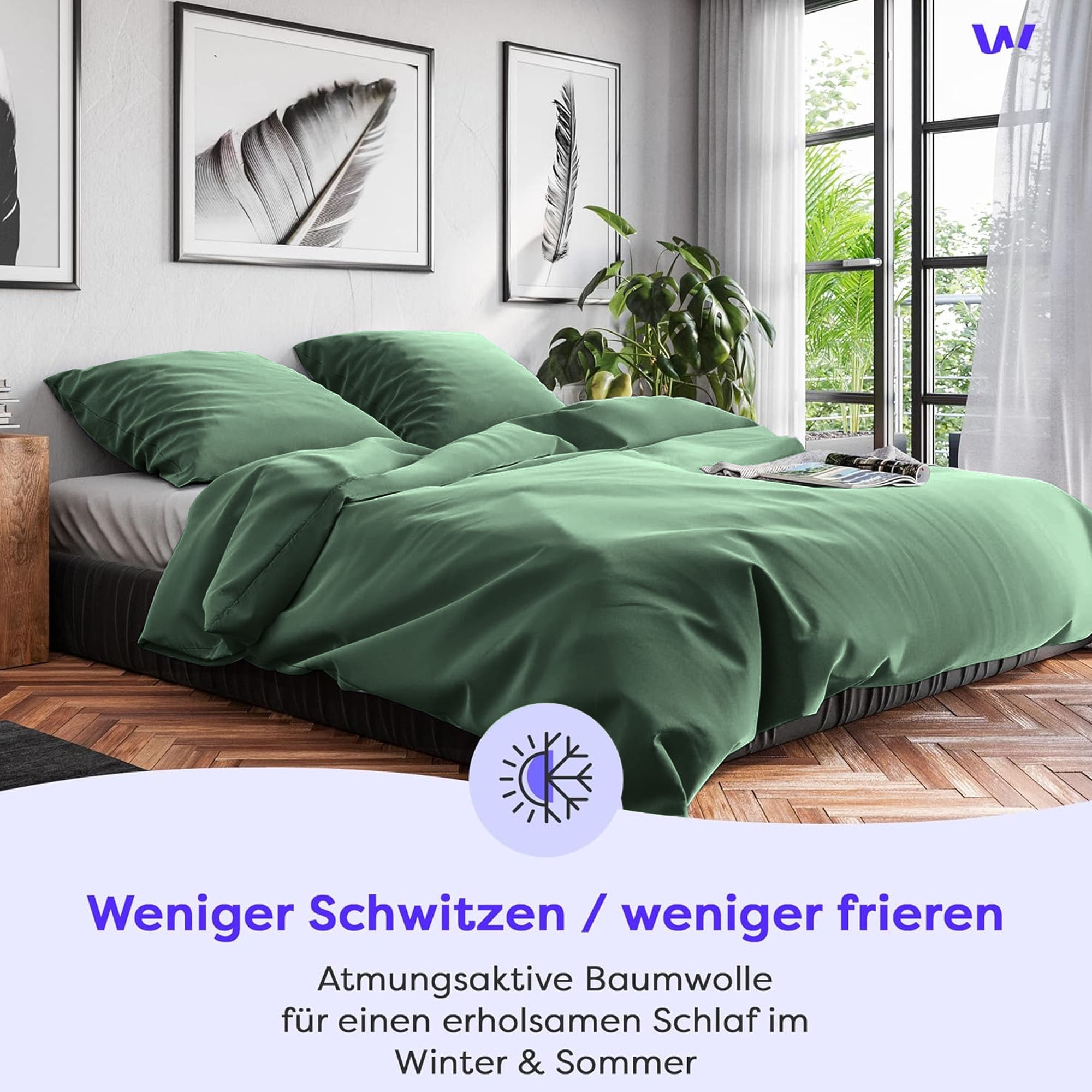 Wolkenfeld Linge de lit »Renforcé Bettwäsche Baumwolle - Natürlich weiches Schlafgefühl« 3 pièces 135x200 cm, 155x220 & Übergrössen I inkl. Kissenbezüge 80x80 I uni