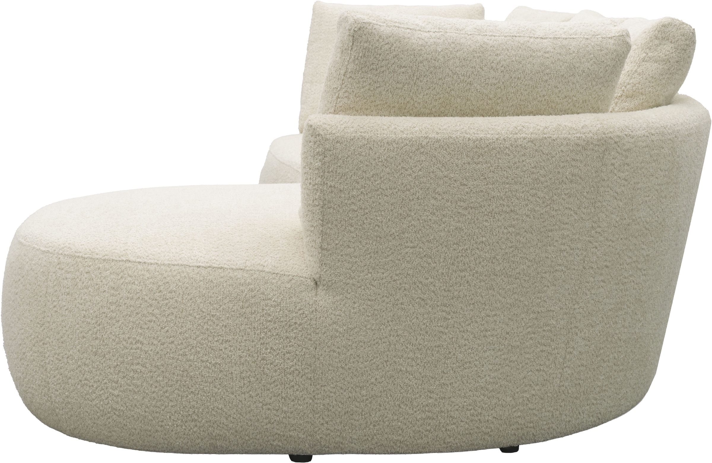 DOMO collection Canapé d'angle »Lumin, B/T: 267/170 cm, abgerunde Form, charmantes Design, cozy chic« Équipé de ressorts ensachés et de 5 coussins dorsaux