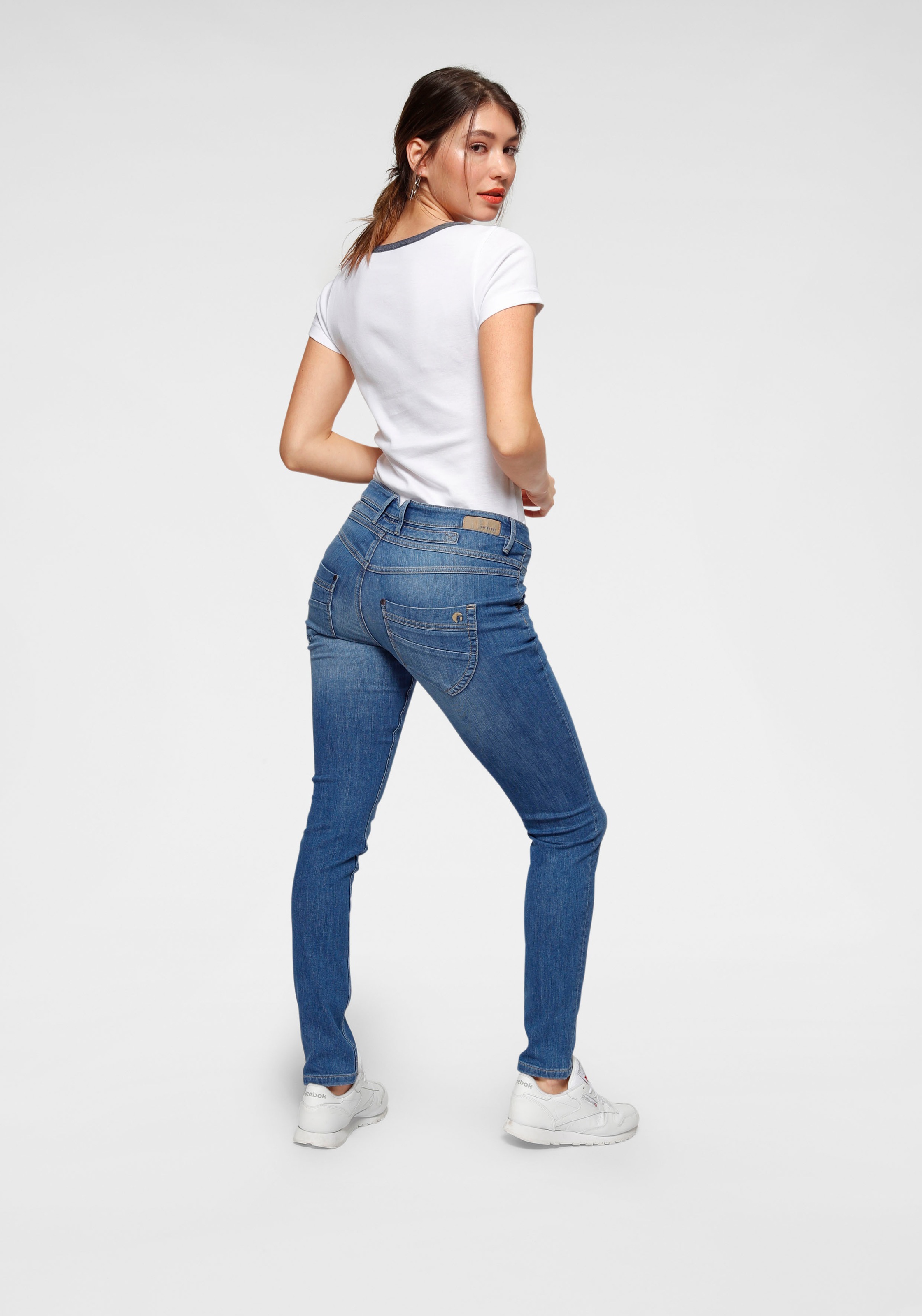 ♕ GANG Skinny-fit-Jeans »94Medina«, versandkostenfrei stylischer auf halb Knopfleiste mit offener
