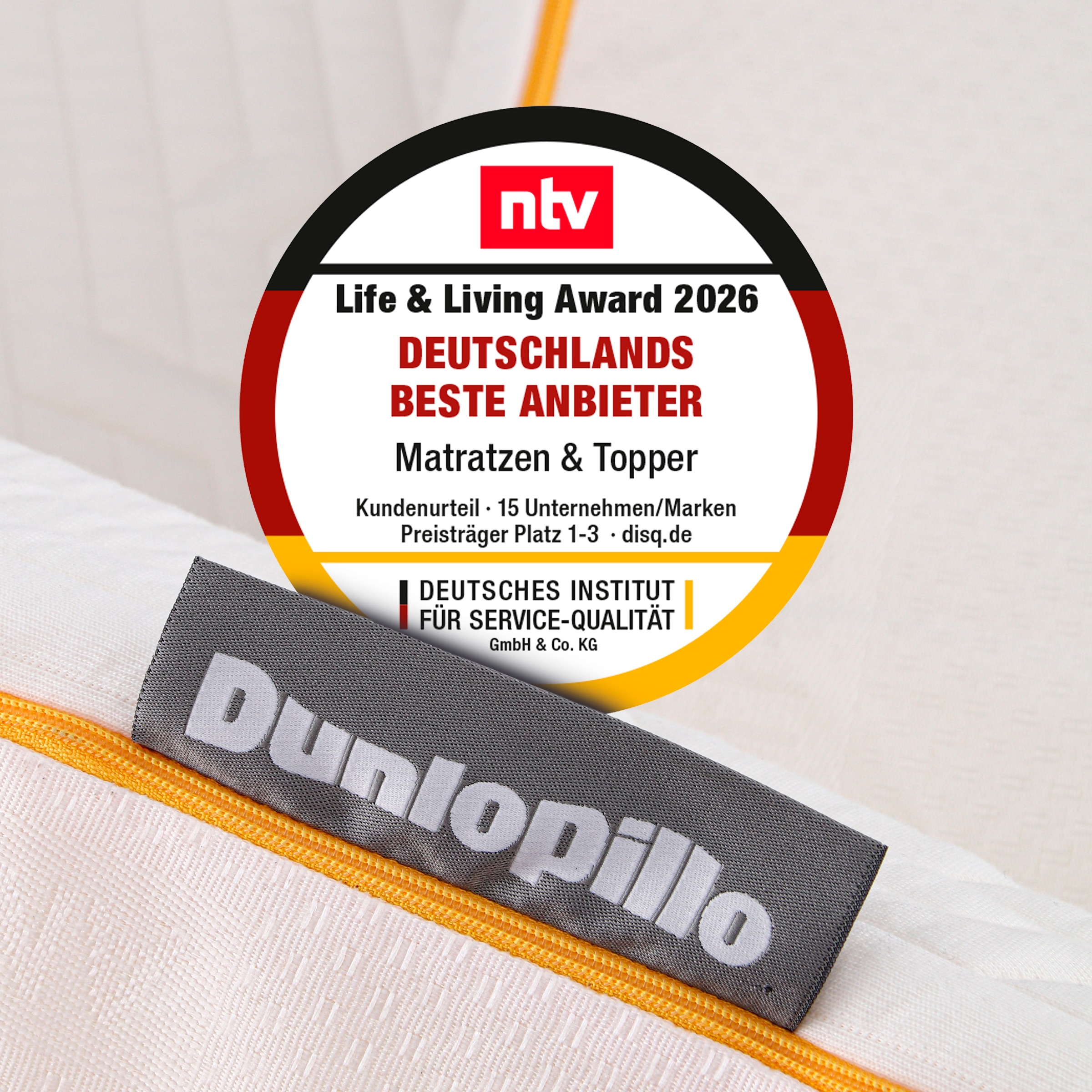Dunlopillo 1100000002199 »Elements, Premium Viscotopper 90x200 & 140x200 cm & weitere Grössen« surmatelas fabriqué dans l’UE, adapté aux lits boxspring,