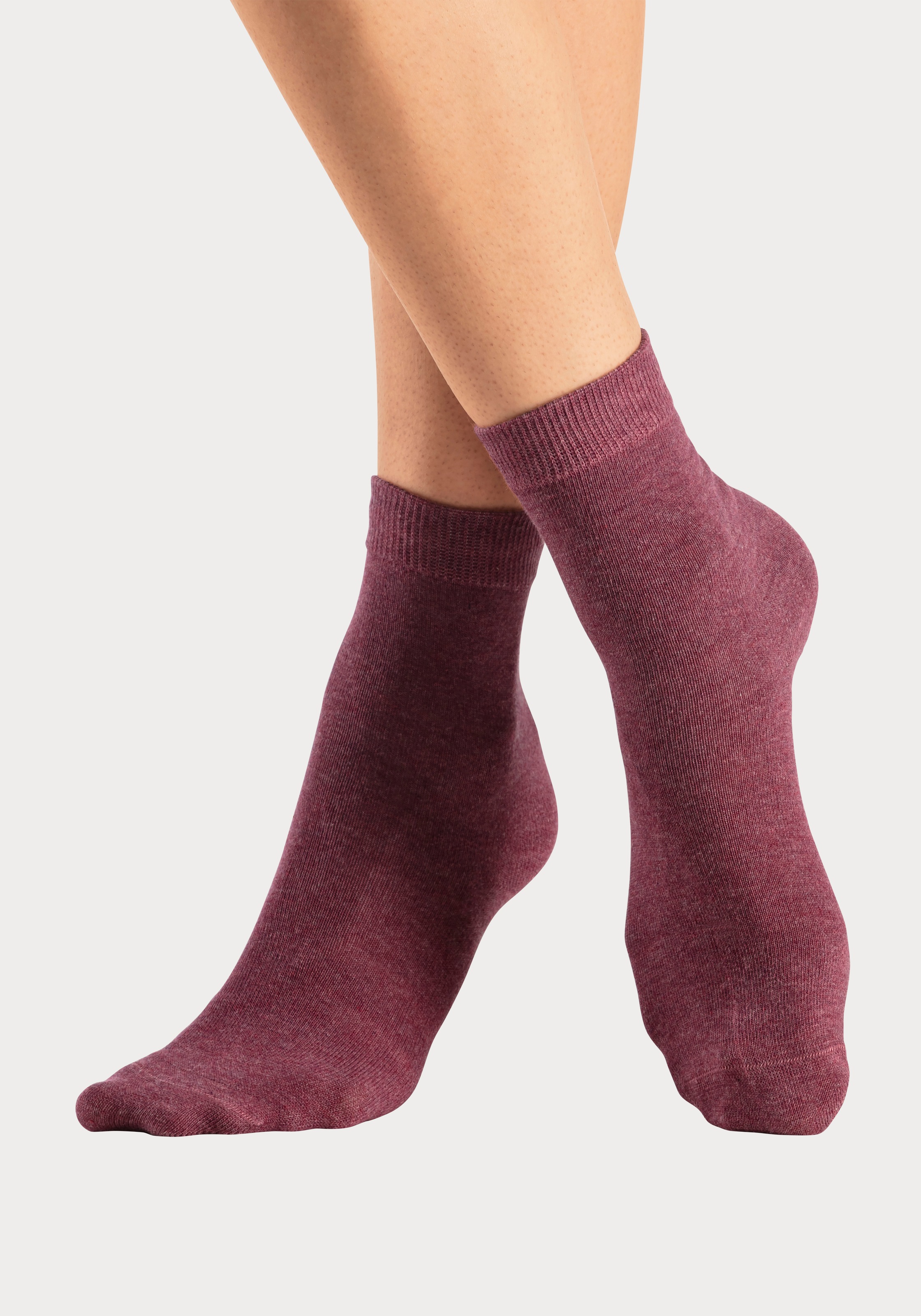 LASCANA Basicsocken, (Packung, 7 Paar), in bunten Melange-Farben