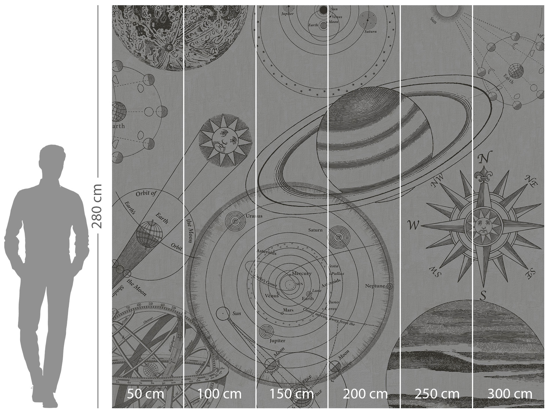 Komar Vliestapete »Digitaldruck Vlies - Cosmos Sketch - Grösse 300 x 280 cm«, bedruckt, Kinderzimmer