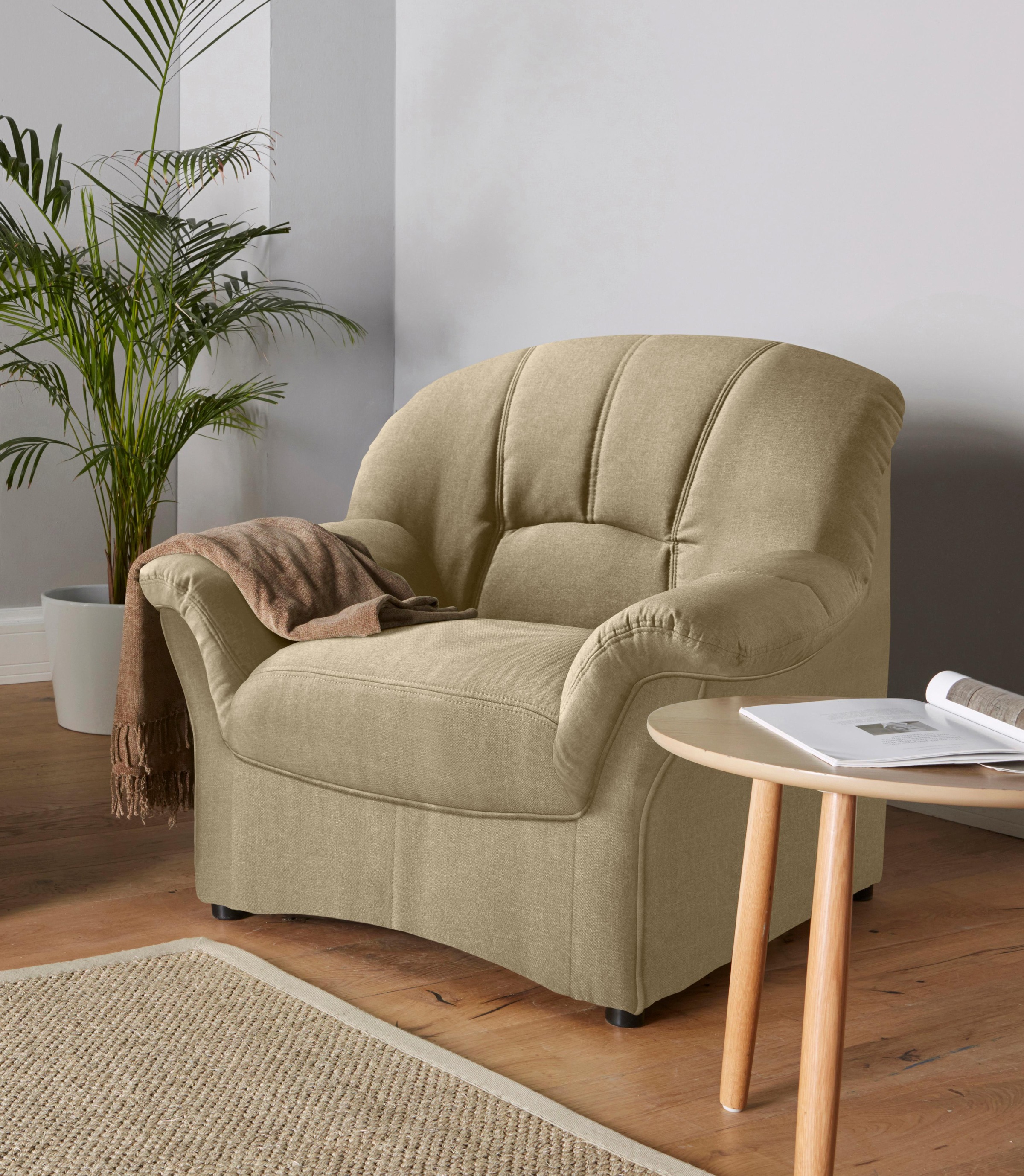 DOMO collection Fauteuil »Bahia zeitlos, elegant mit bequemen Armlehnen« inklusive Federkern