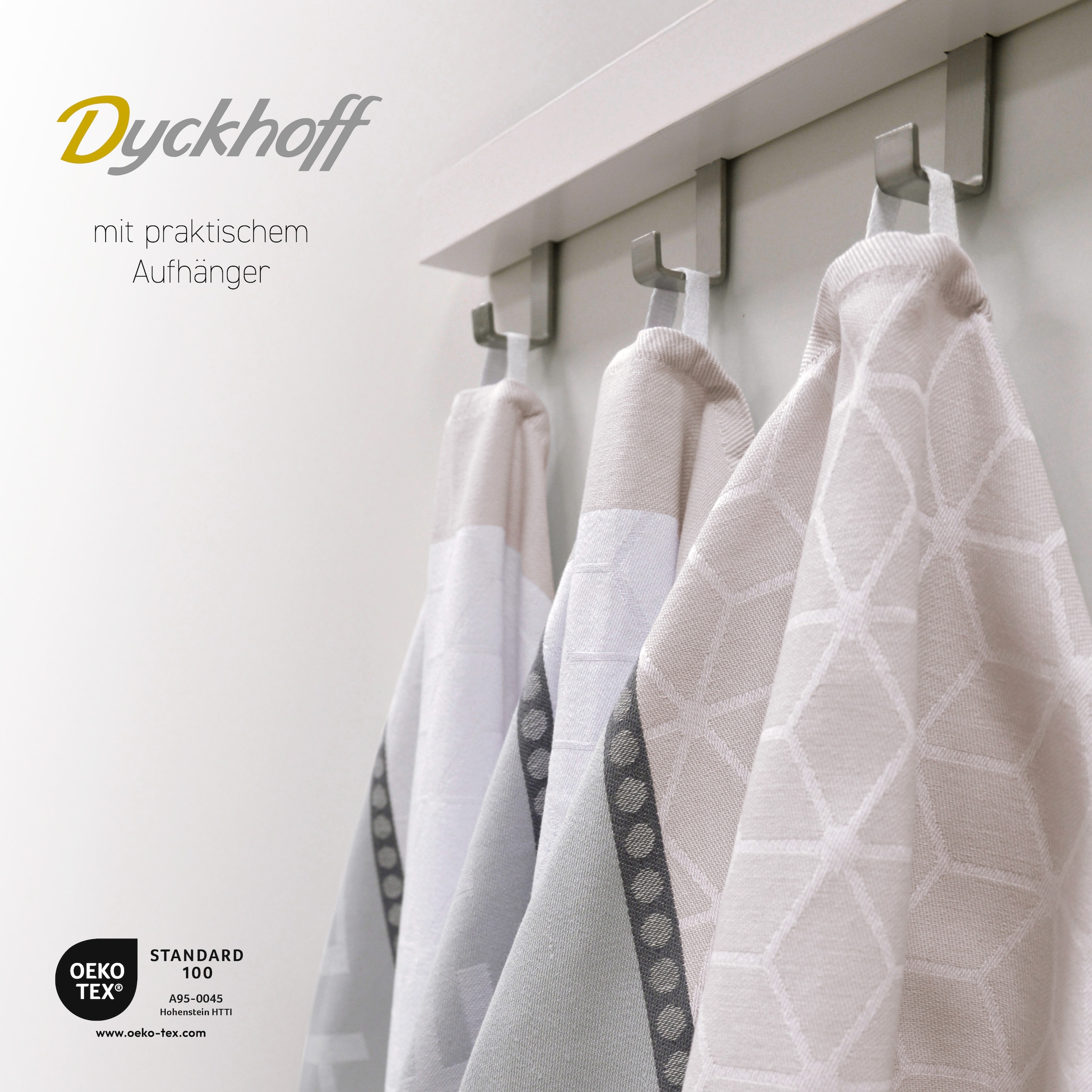 Dyckhoff Geschirrtuch »HOME / KITCHEN, Masse je Tuch ca. 50x70 cm«, (Set, 6 tlg.), mit zwei verschiedenen Motiven