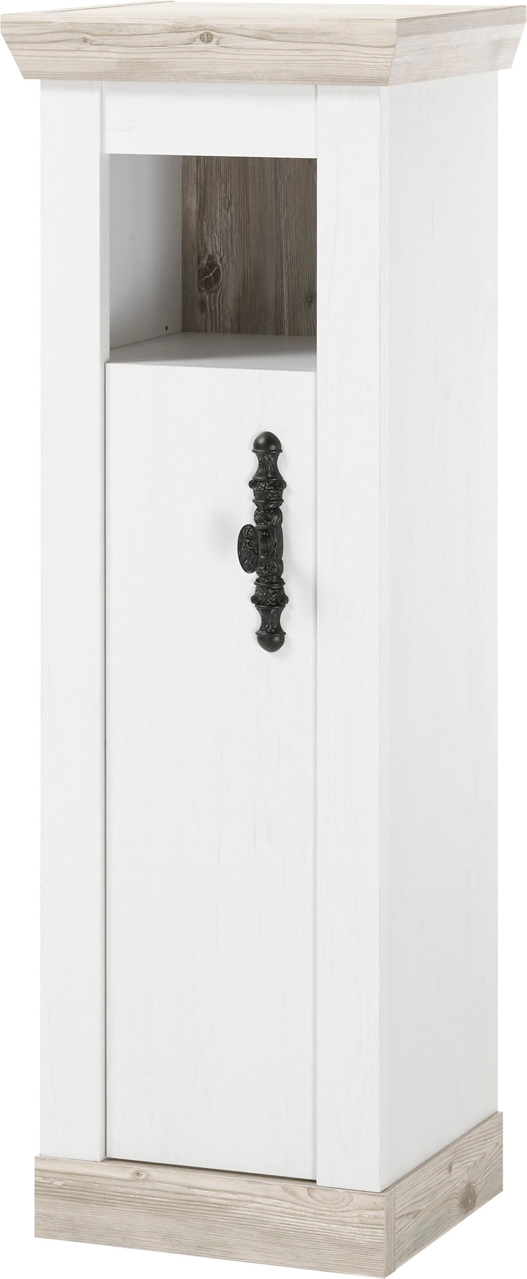 Image of Home affaire Midischrank "Florenz, Badschrank im Landhausstil, Schrank mit Metallgriffen" in Pinie Weiss, offenes Fach und Stauraum hinter Drehtür