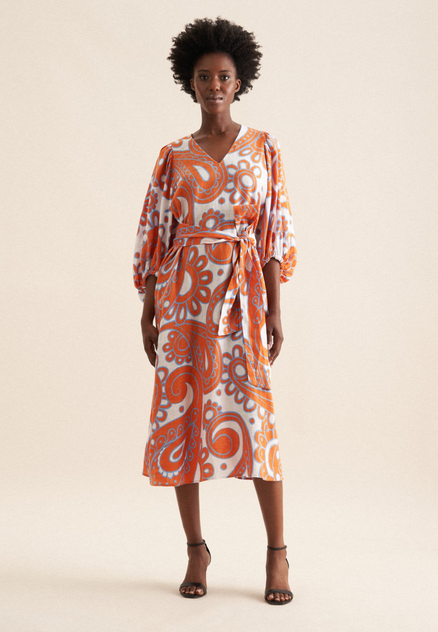 Image of seidensticker Sommerkleid "Schwarze Rose" 3/4 V-Neck Paisley