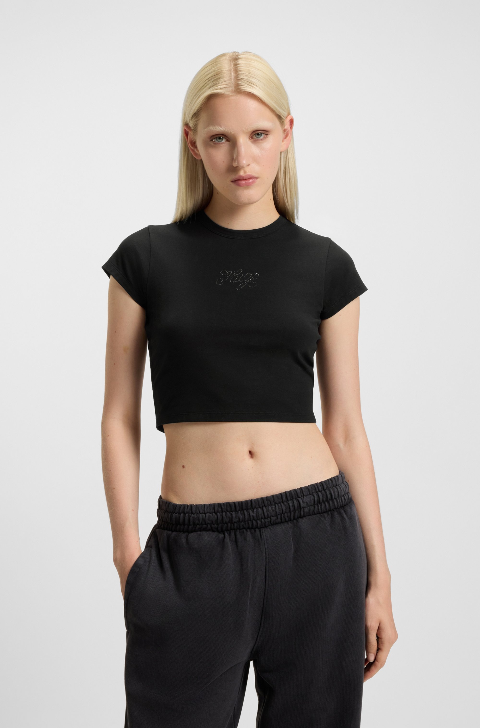 Image of HUGO T-Shirt "Dome" Cropped Fit, mit Logoschriftzug