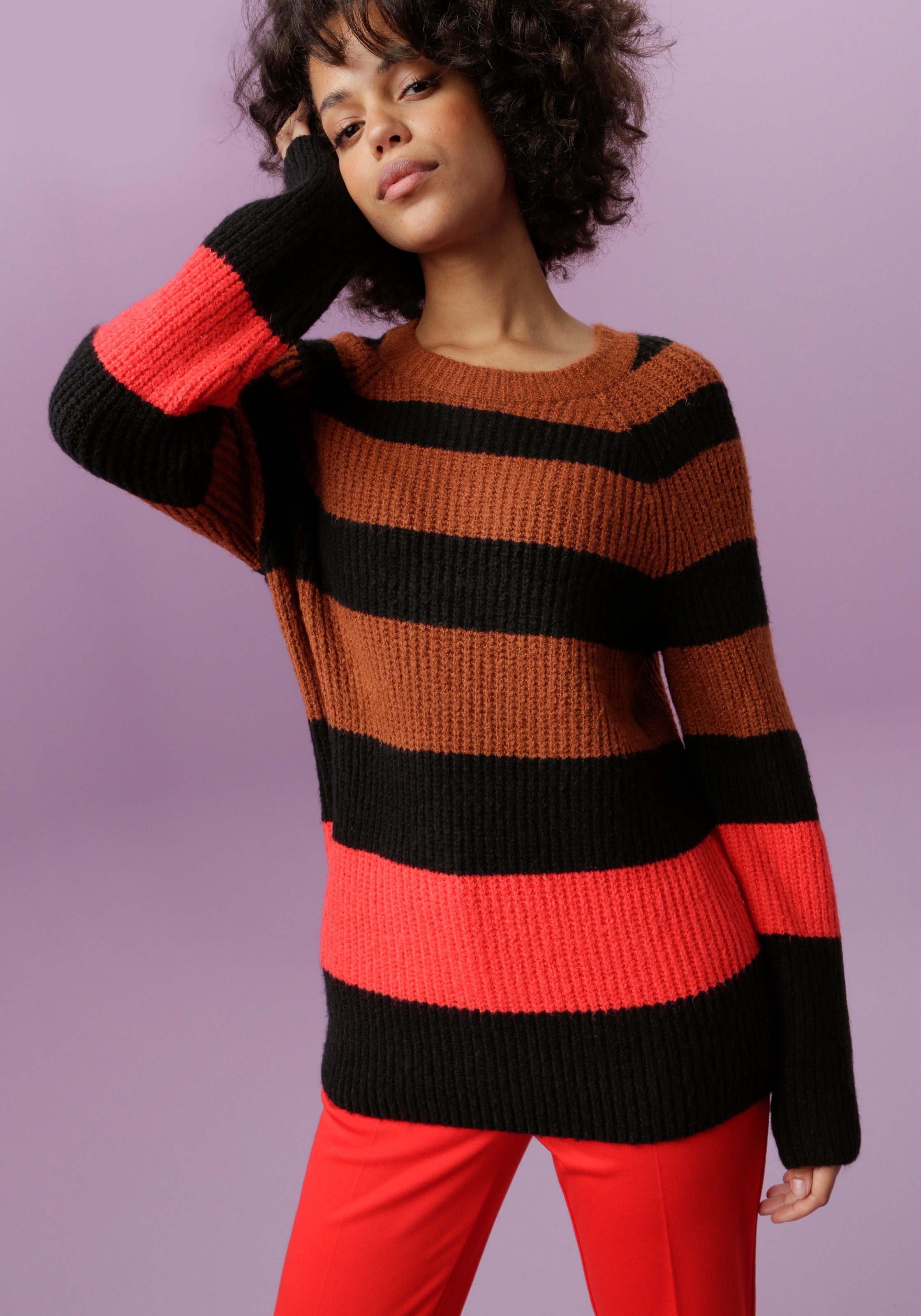 Image of Aniston CASUAL Strickpullover, im trendigem Streifen-Dessin bei Ackermann Versand Schweiz