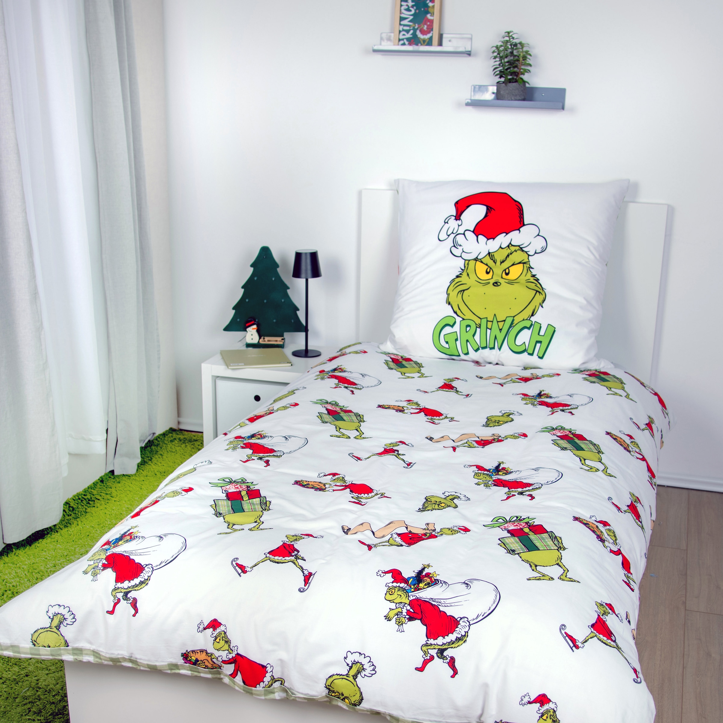 The Grinch Linge de lit réversible »Grinch« 2 cuis avec motif mignon en allover