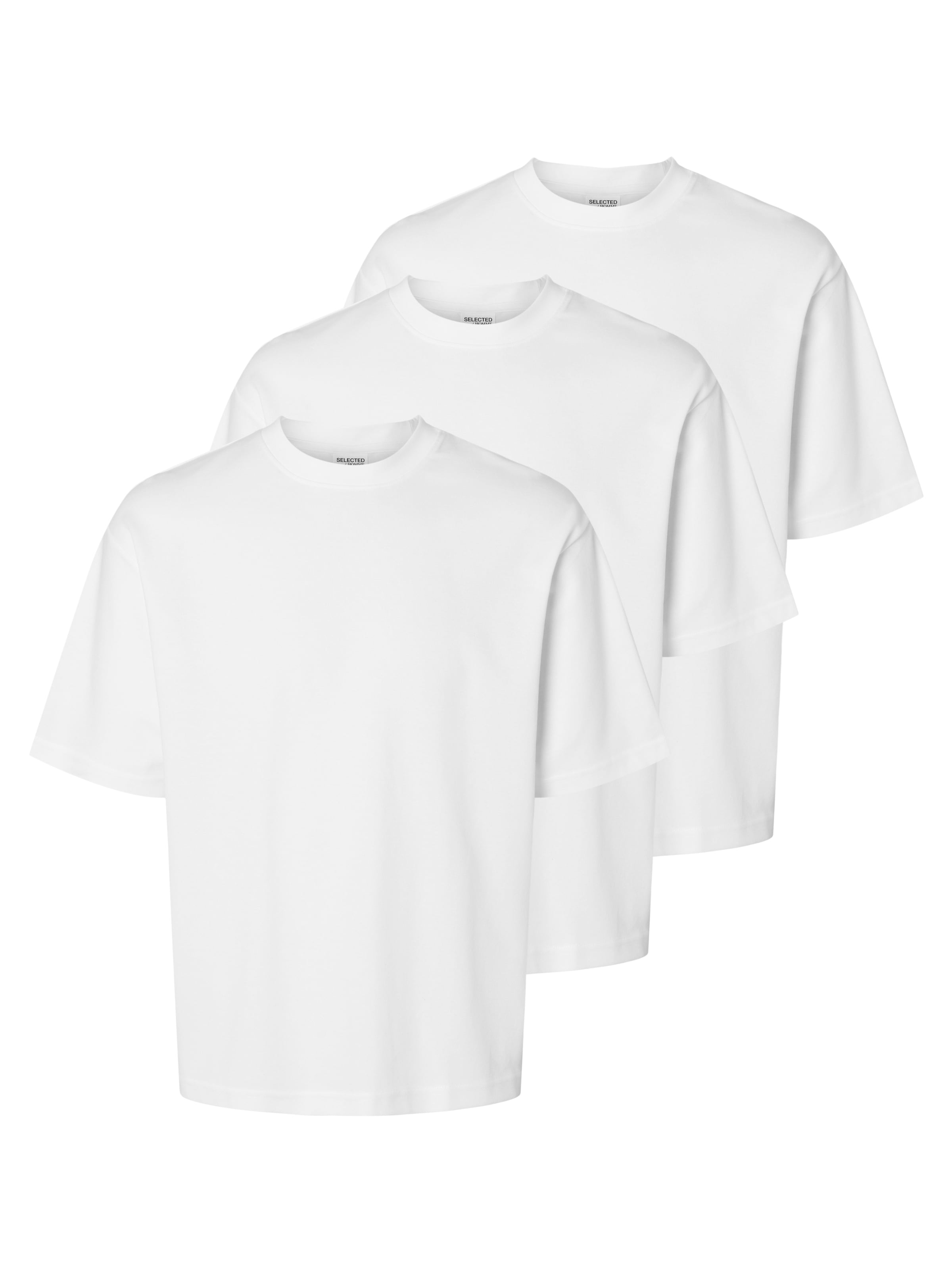 Image of SELECTED Rundhalsshirt "SLHLOOSEOSCAR SS O-NECK TEE 3 PACK NOOS" Packung, 3 Stk.