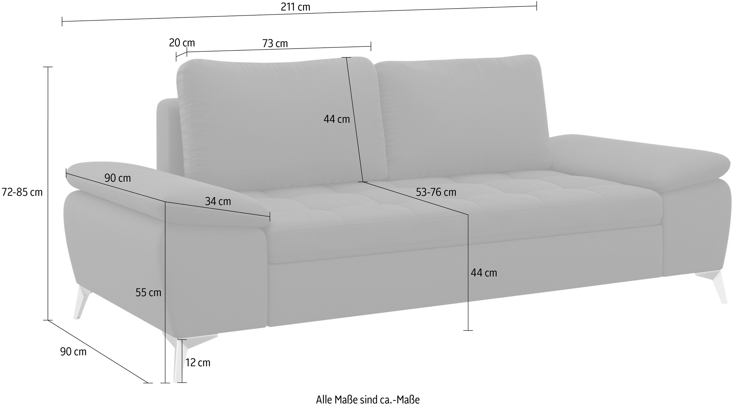 sit&more 2,5-Sitzer »Latigo«, mit hochwertigen Metallfüssen
