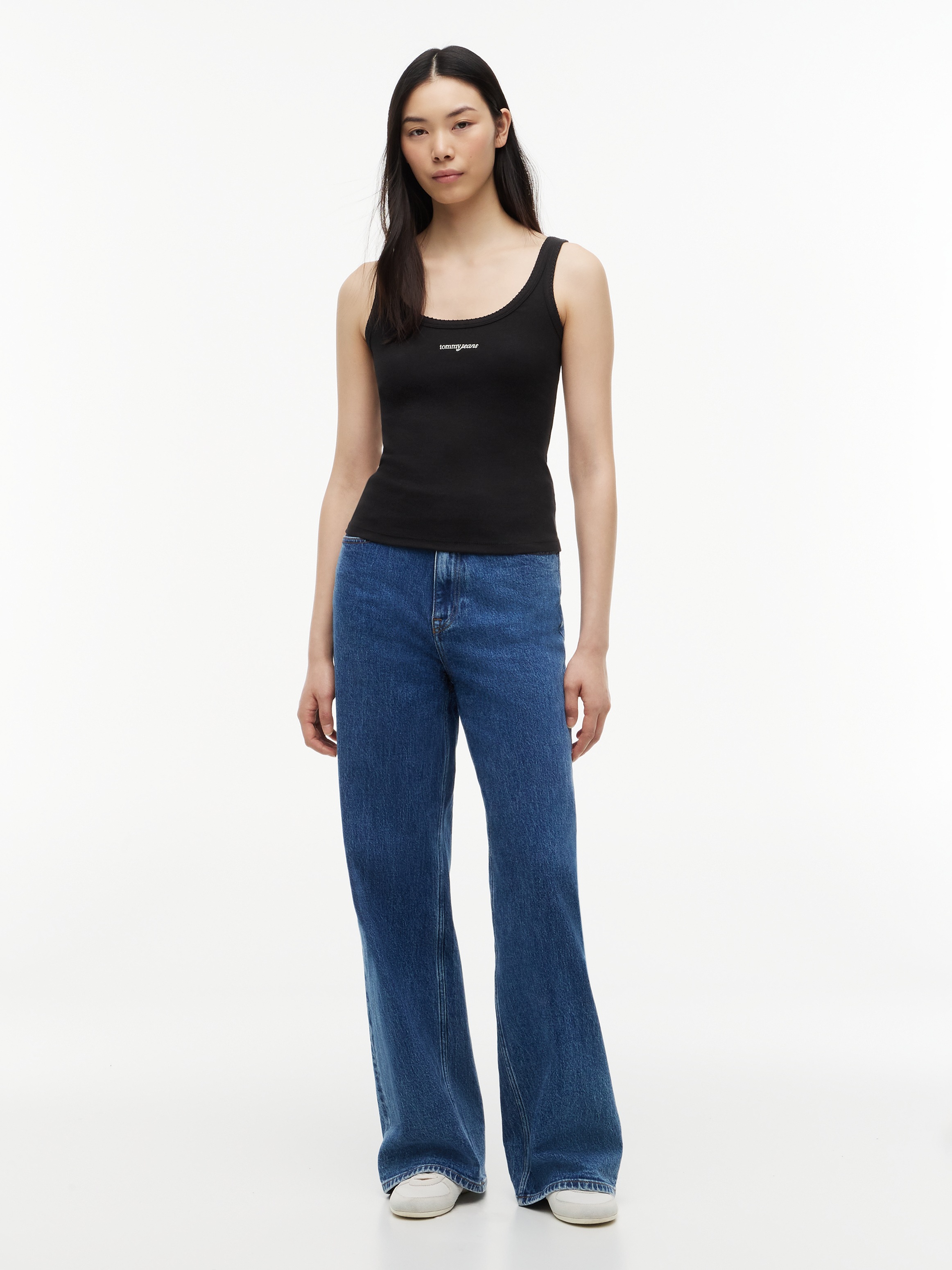 Tommy Jeans Top à bretelles »TJW SLIM SCRIPT RIB TANK« Baumwollmischung, slim fit, in gerippter Struktur, Logoschriftzug