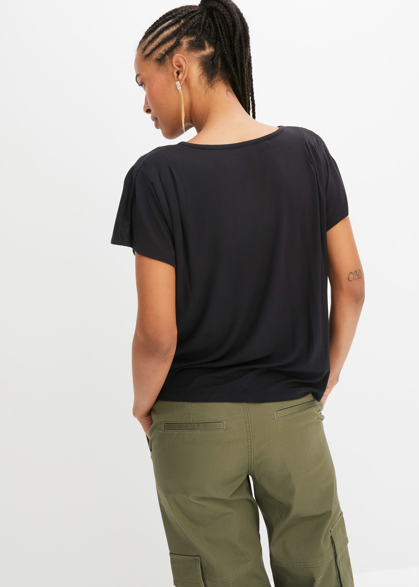 bonprix T-shirt Oversize-Passform, Kurzarm, mit Raffung an der Schulter