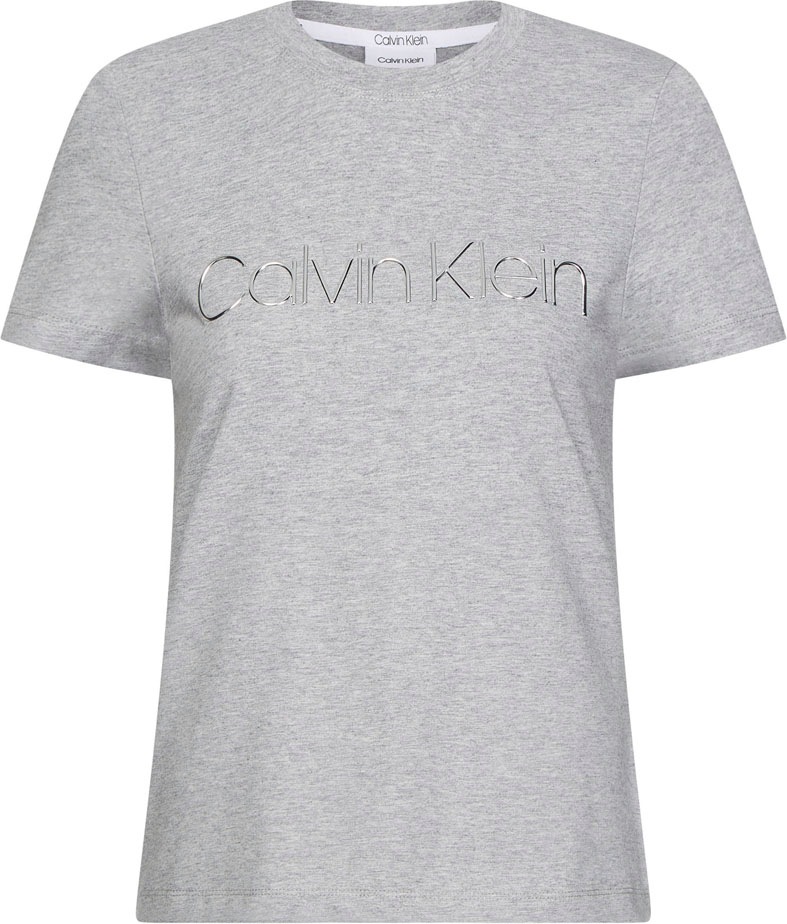 Image of Calvin Klein T-Shirt, mit metalicfarbenen, leicht erhabener Calvin Klein Logo-Print bei Ackermann Versand Schweiz