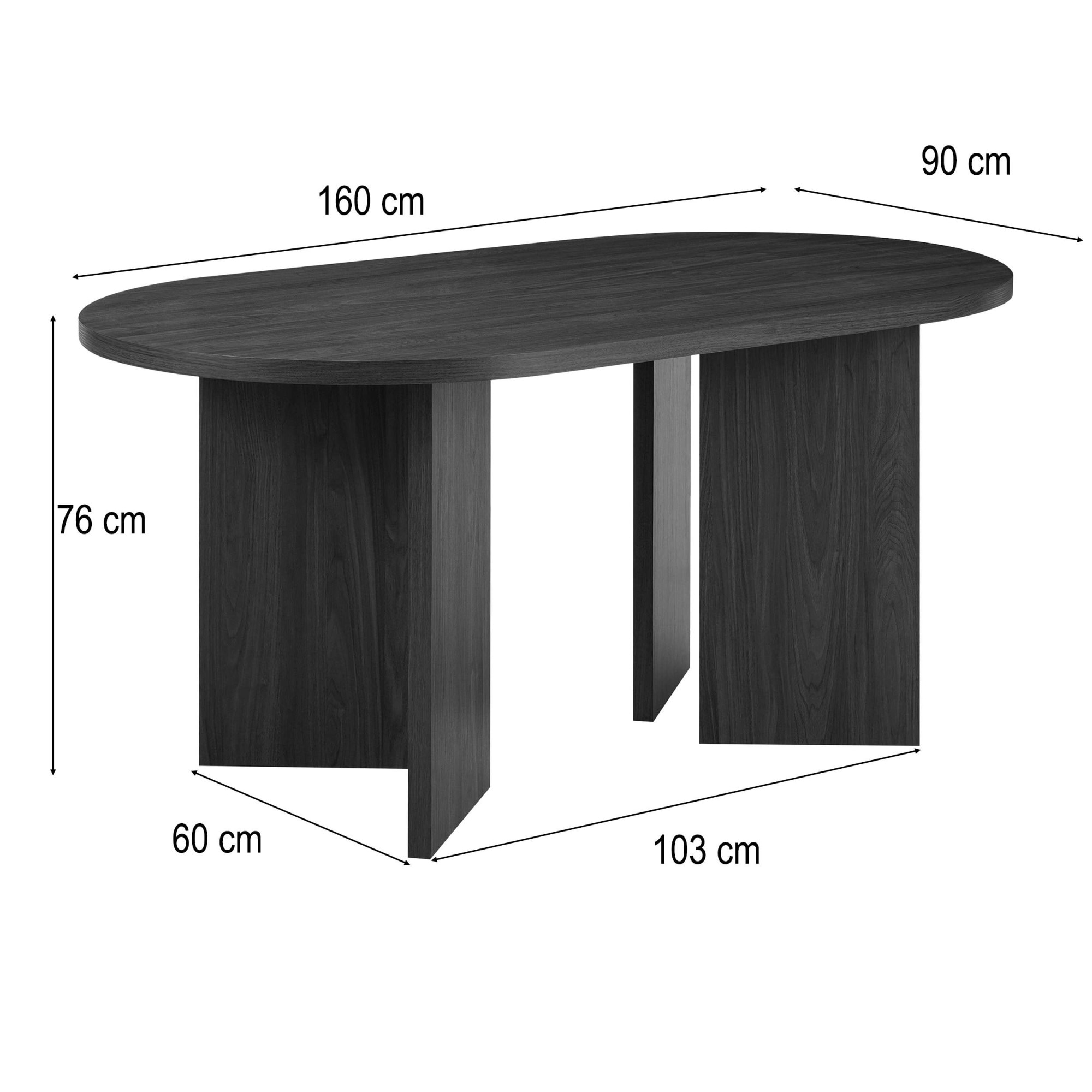 GOODproduct Table de salle à manger »Callii« ovale, plateau de table fixe en élégante imitation bois, différentes tailles